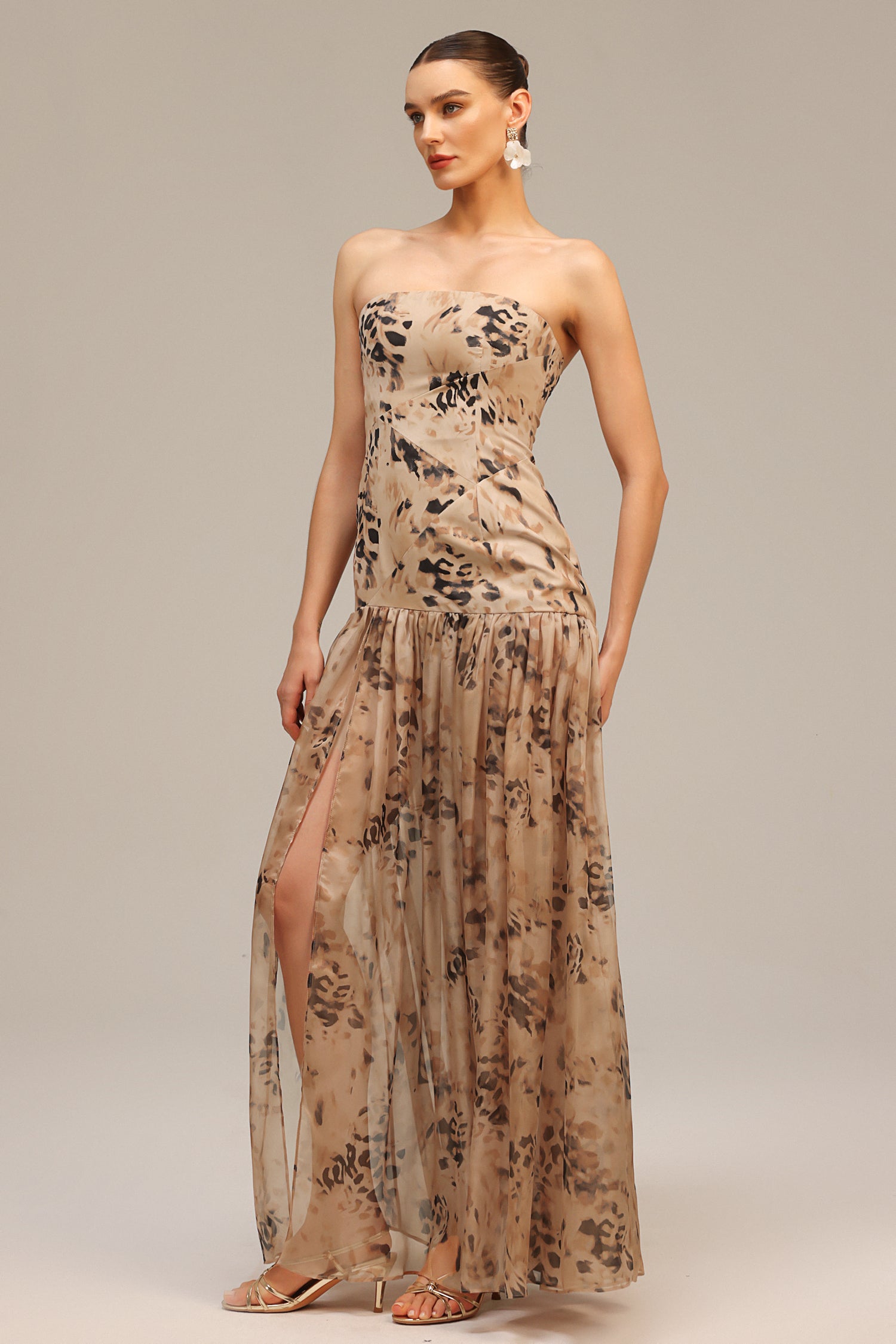 Gemma Sleeveless Printed High Slit Maxi Dress