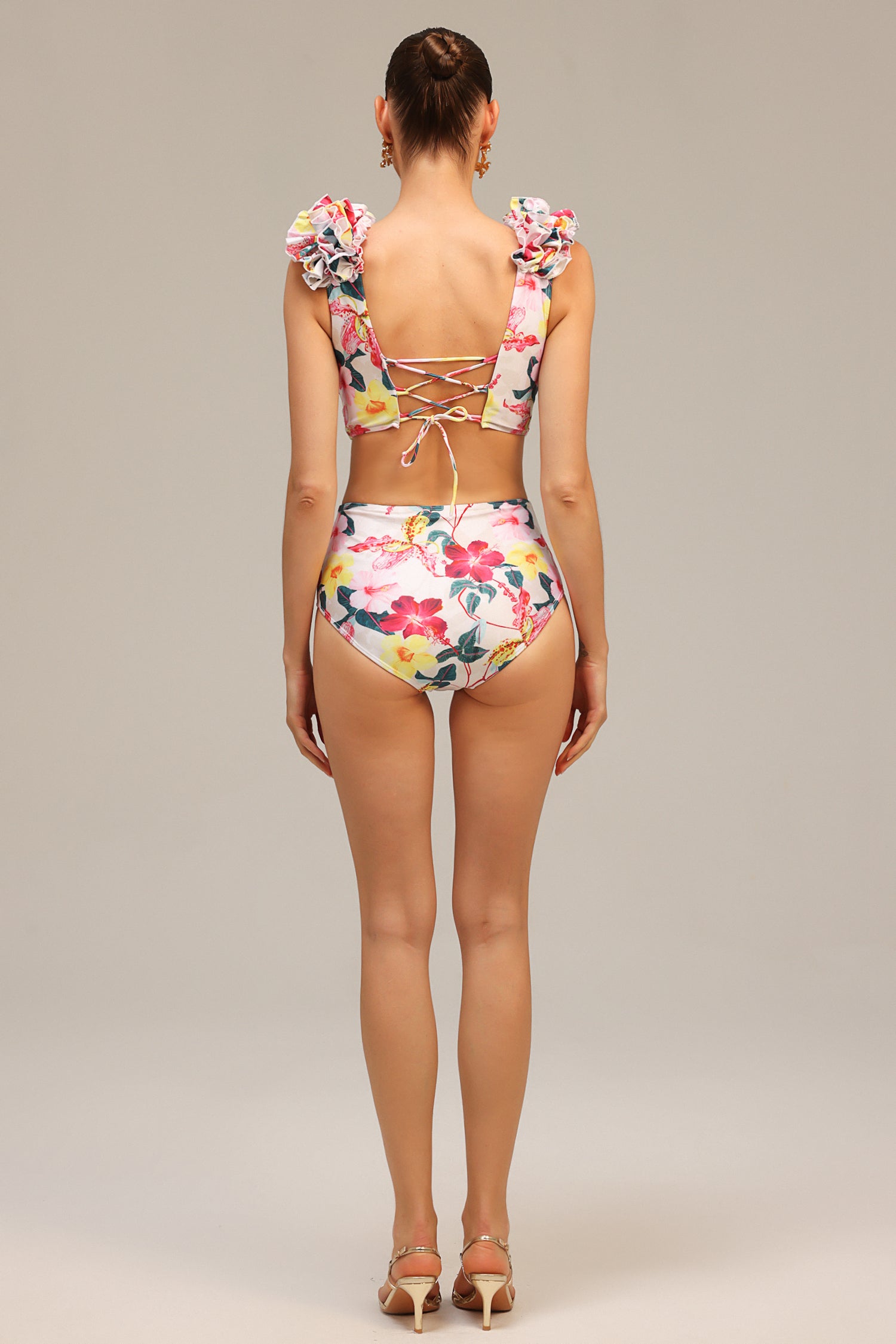 Tinnie Deep-V Folds Swimwear Two-Piece Set	
