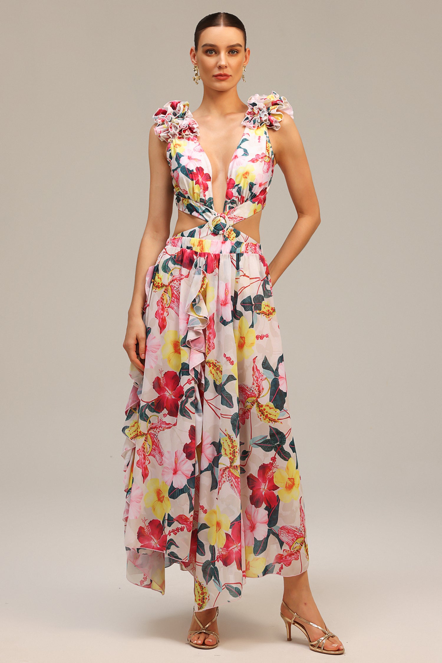 Tinnie Deep-V Folds Swimwear Two-Piece Set	