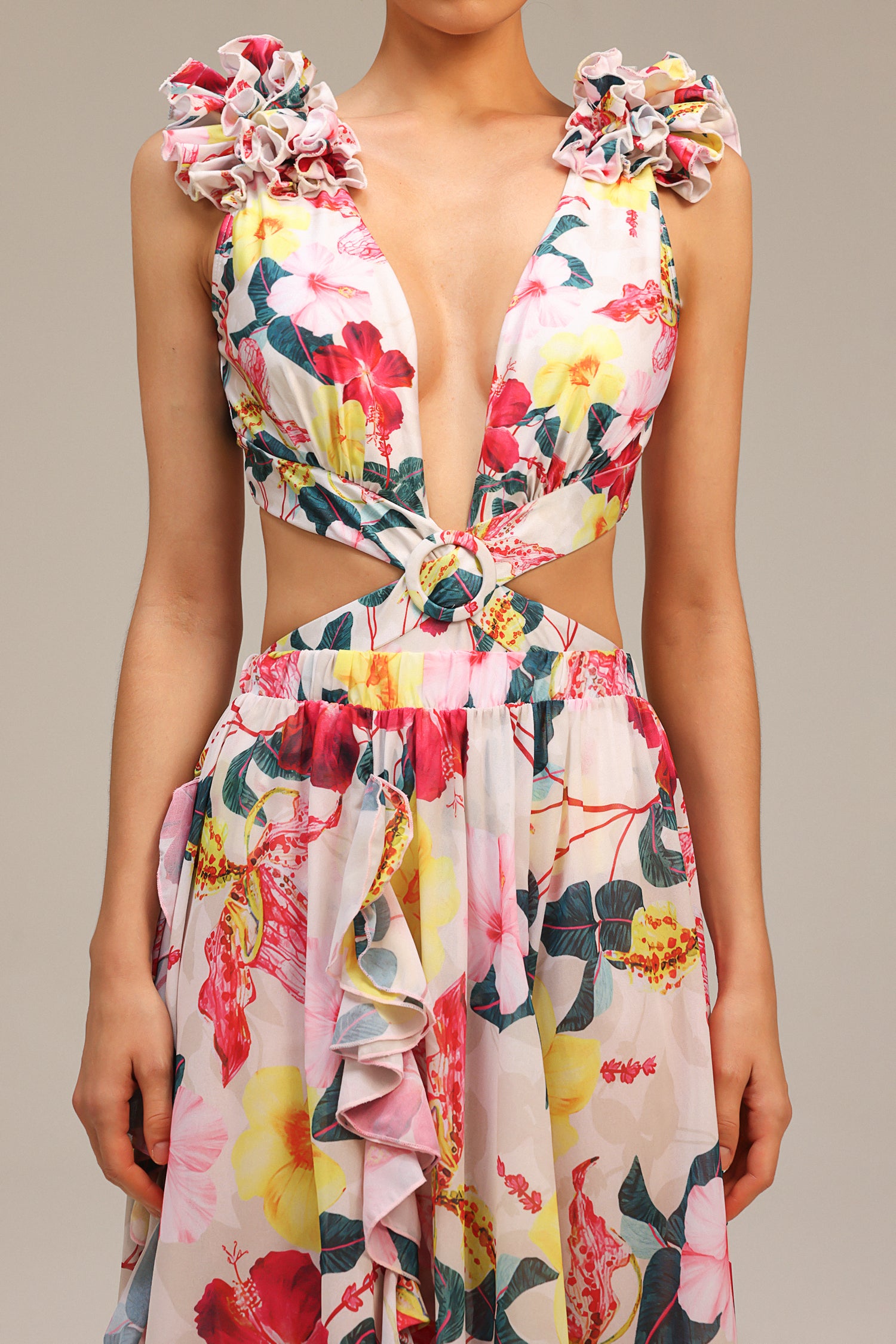 Tinnie Deep-V Folds Swimwear Two-Piece Set	