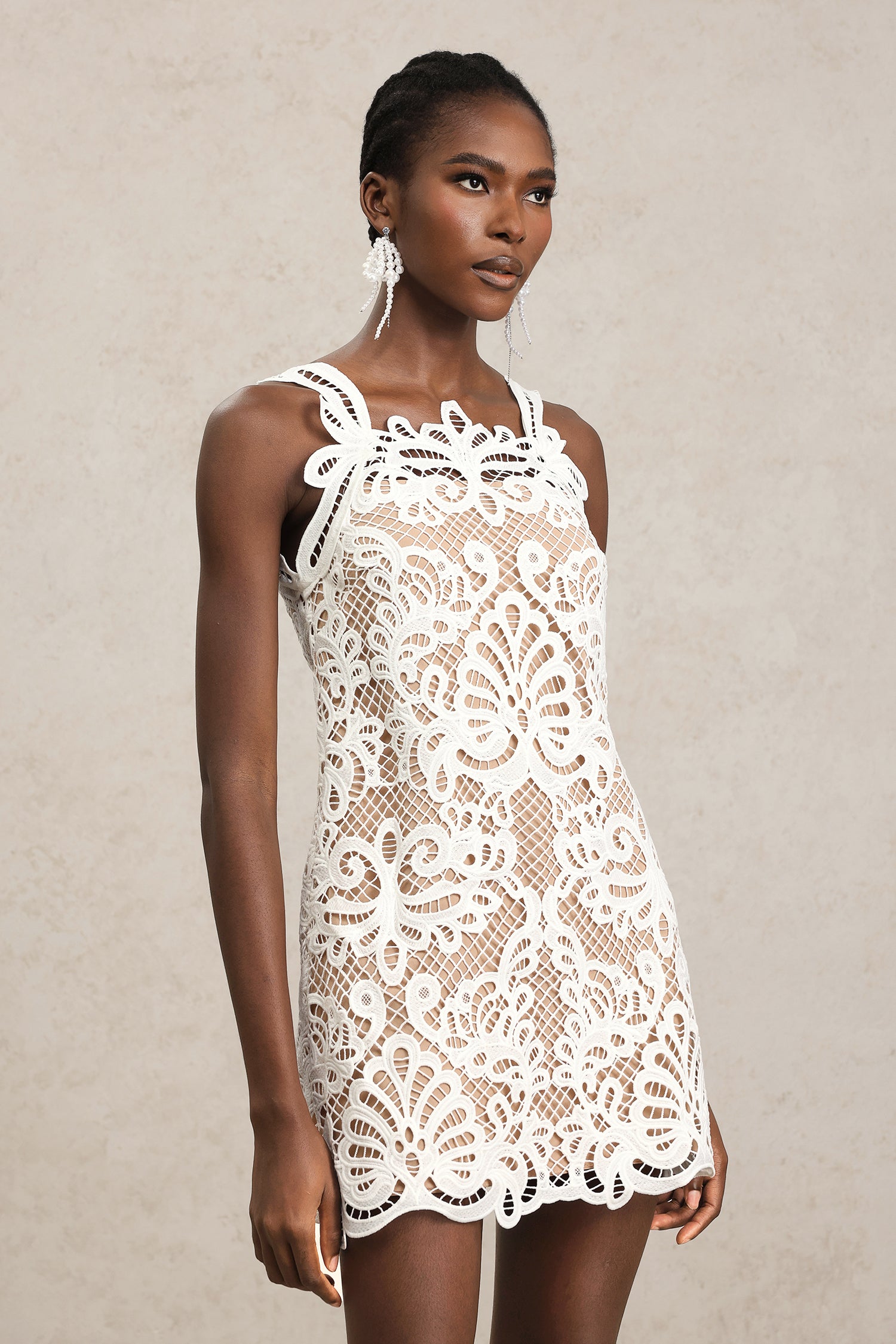 Tillie Halter Lace Hollow Out Mini Dress