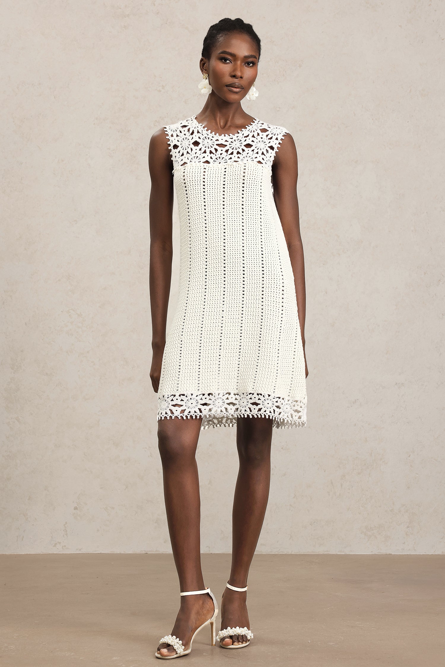 Samson Sleeveless Flowers Lace Mini Dress