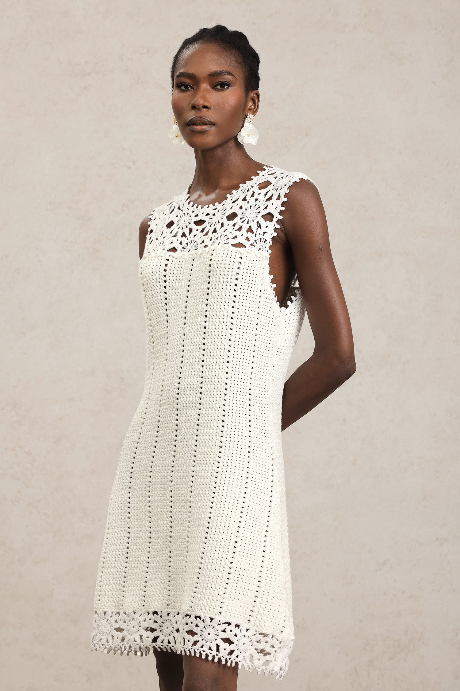 Samson Sleeveless Flowers Lace Mini Dress