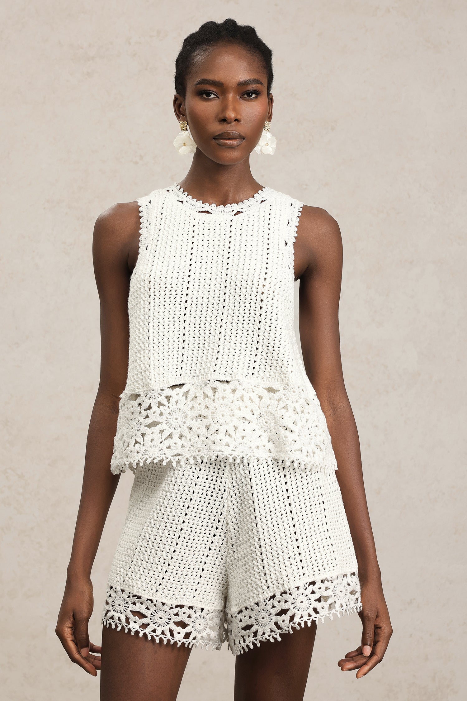 Tana Sleeveless Flowers Lace Two-Piece Set