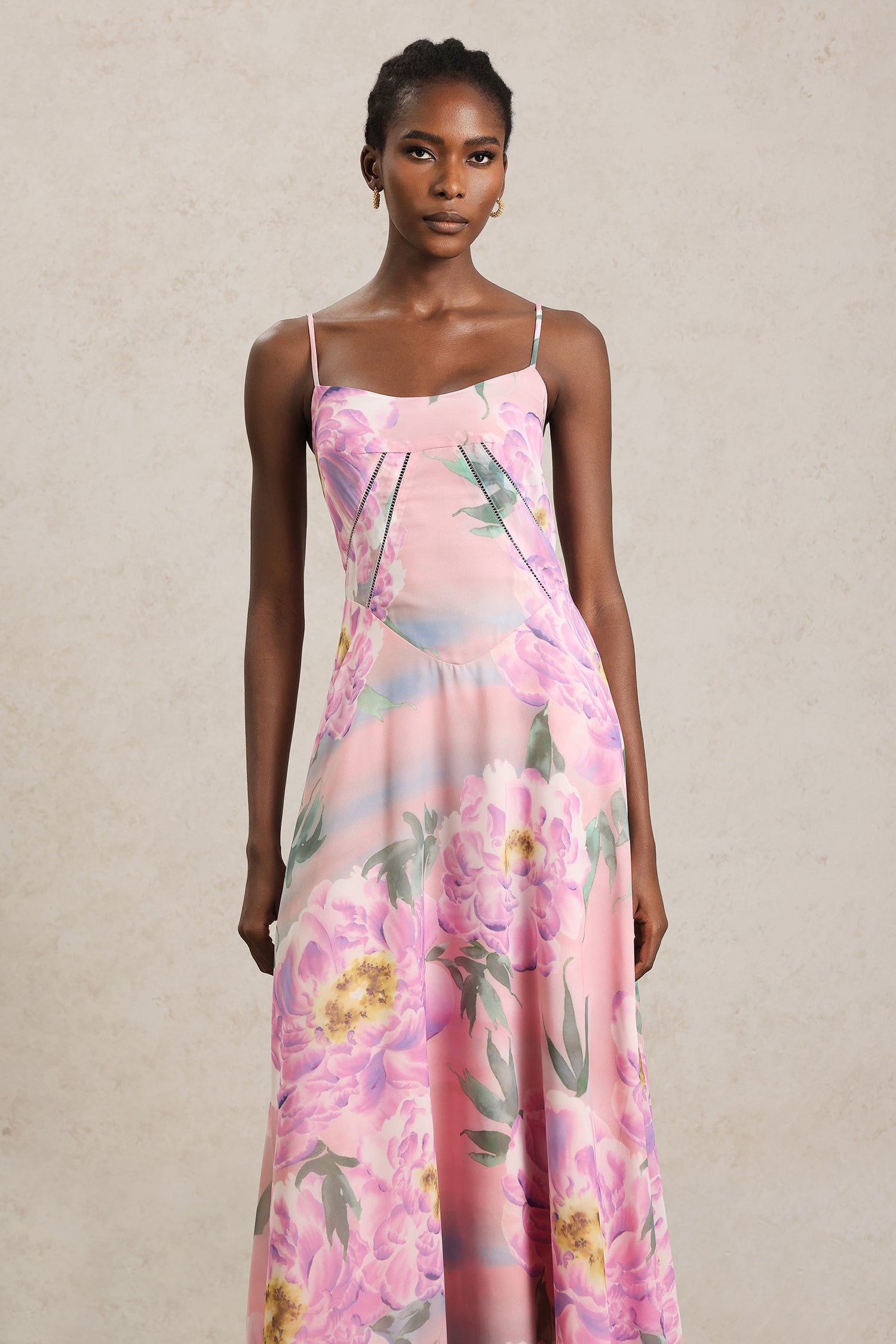 Gwen Halter Floral Printed Maxi Dress