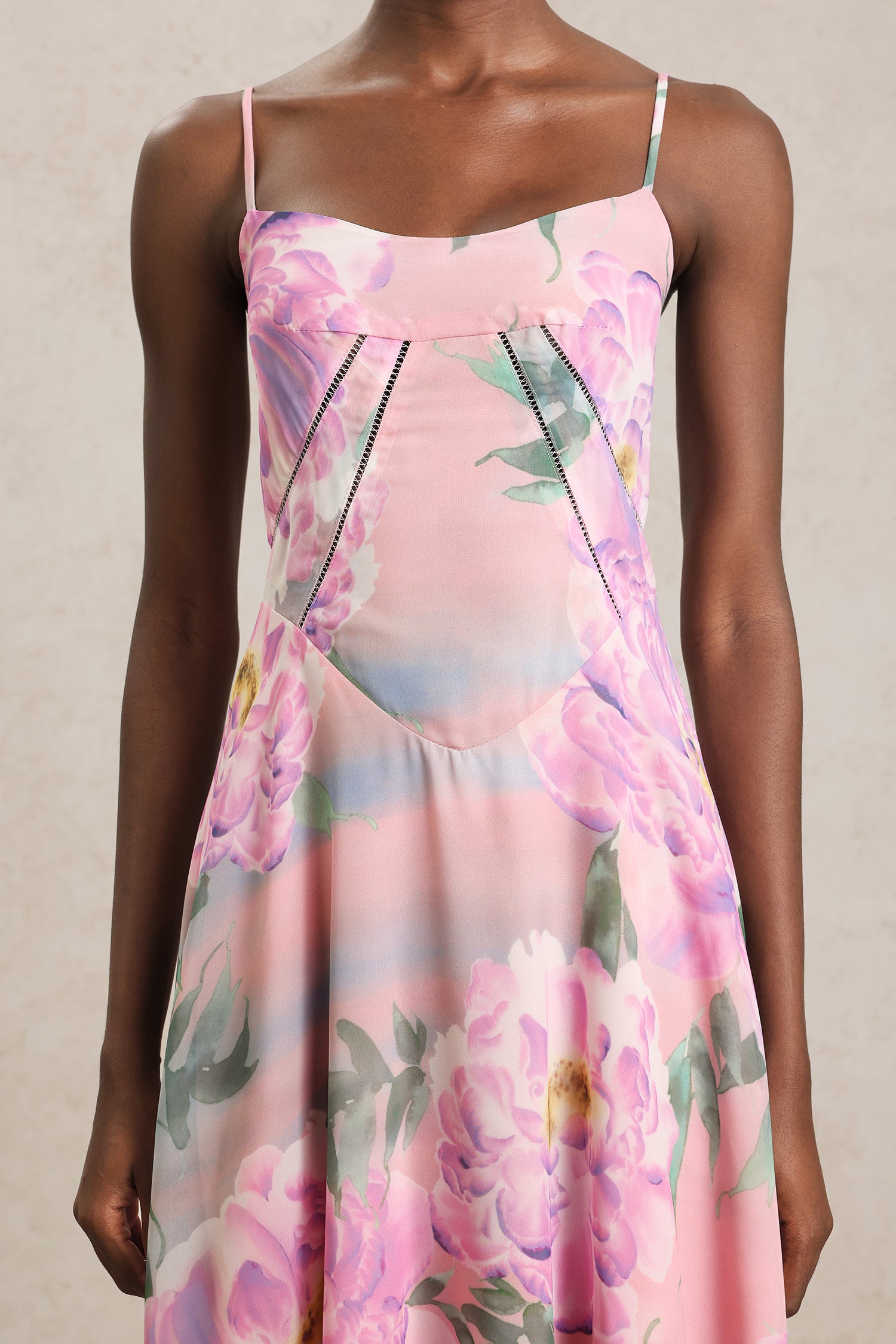 Gwen Halter Floral Printed Maxi Dress