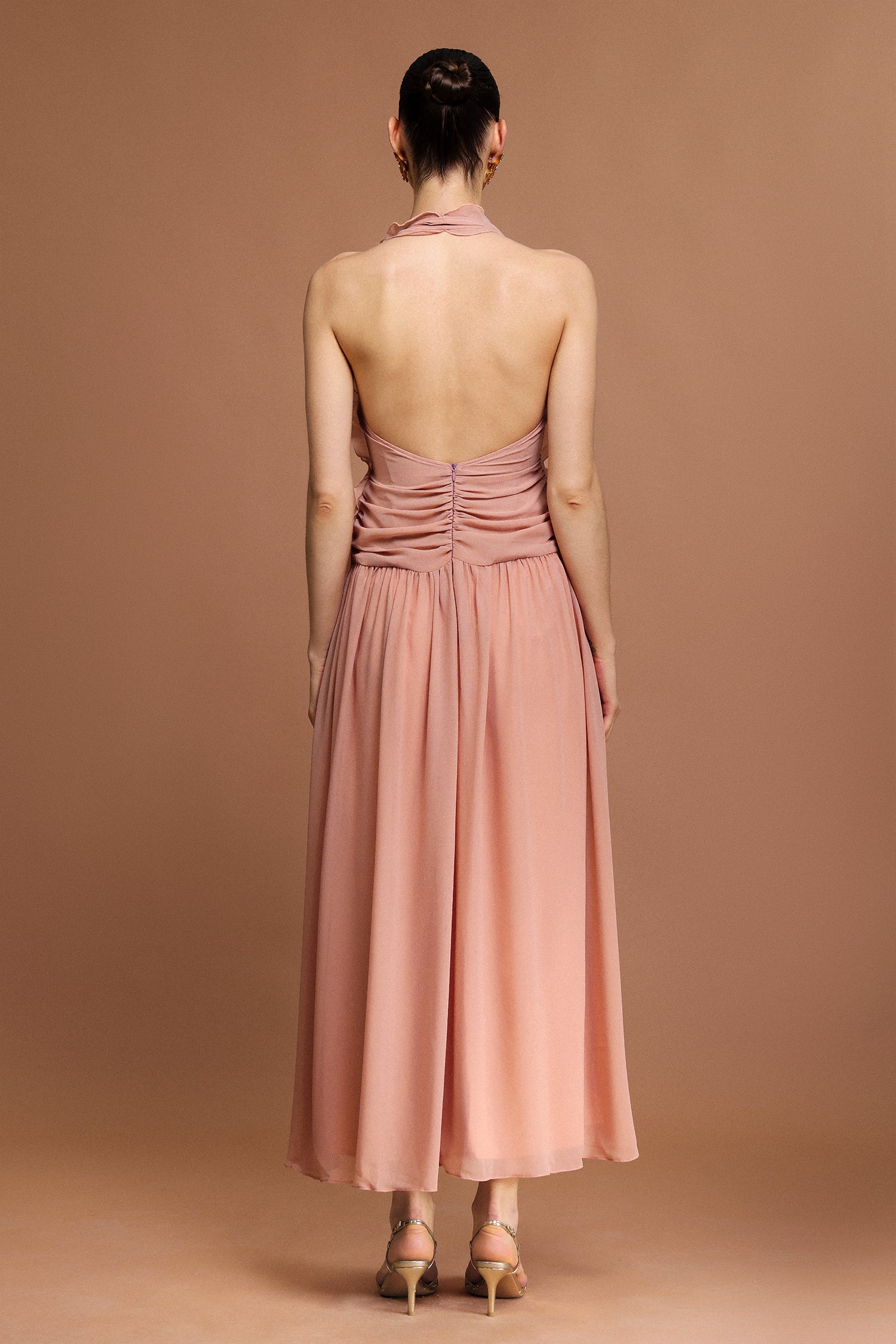 Pilisa V-Neck Sleeveless Folds Maxi Dress