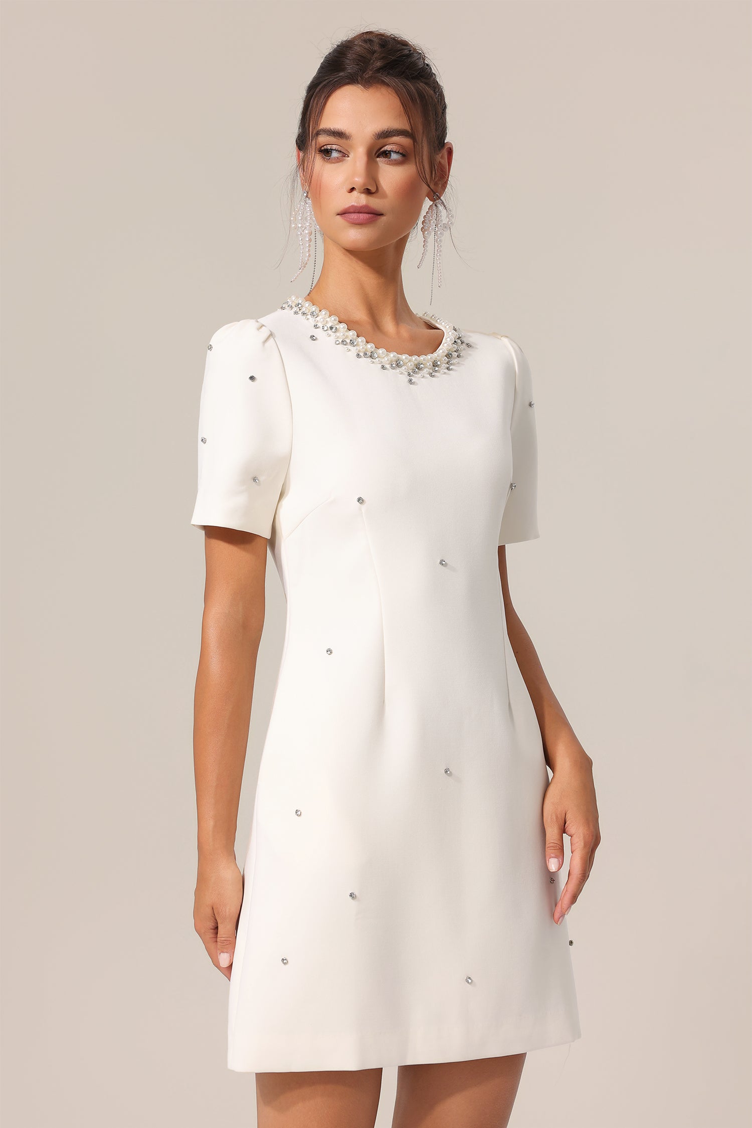 Giada Round Neck Short Sleeves Mini Dress