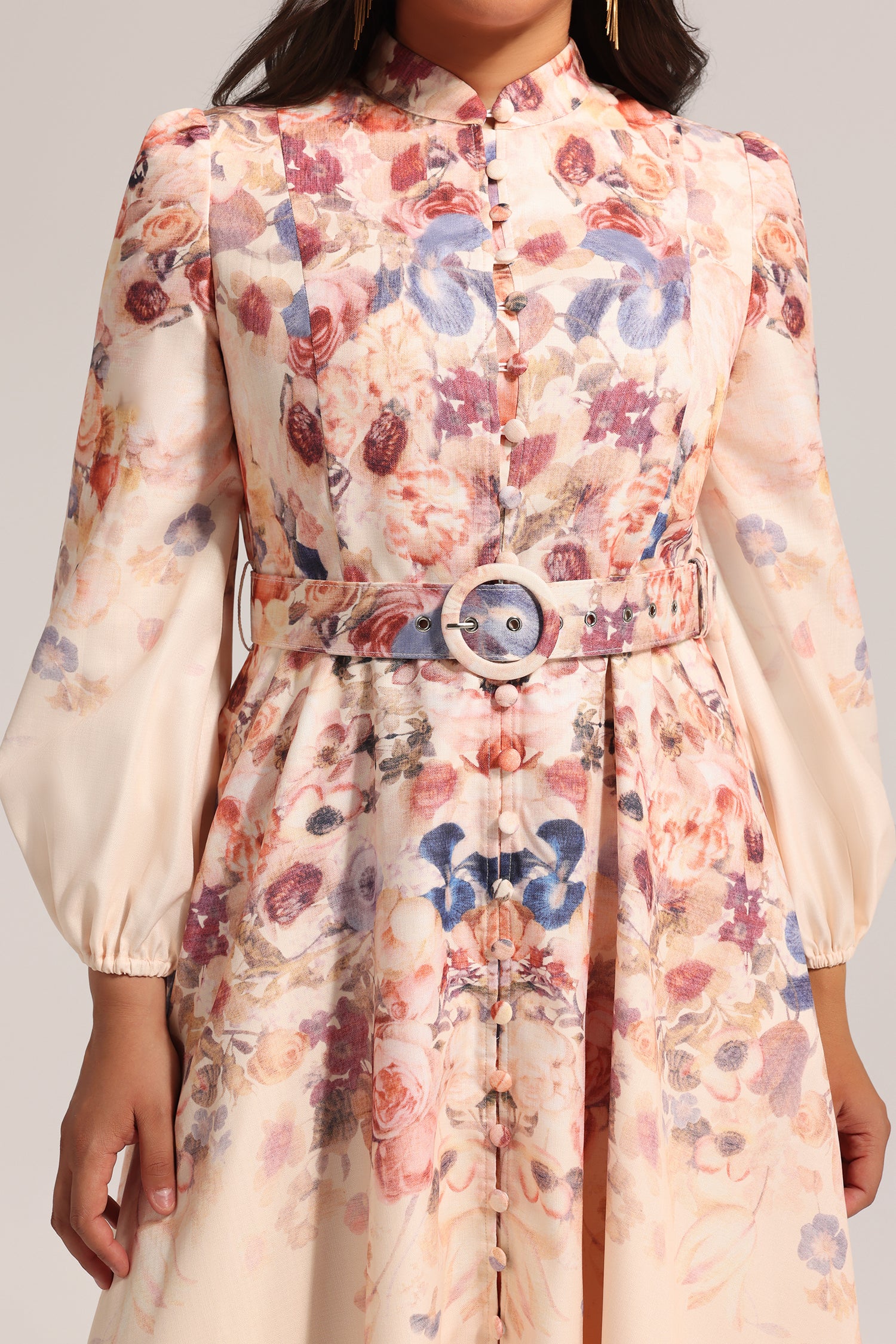 Heisel Button-Front Printed Midi Dress