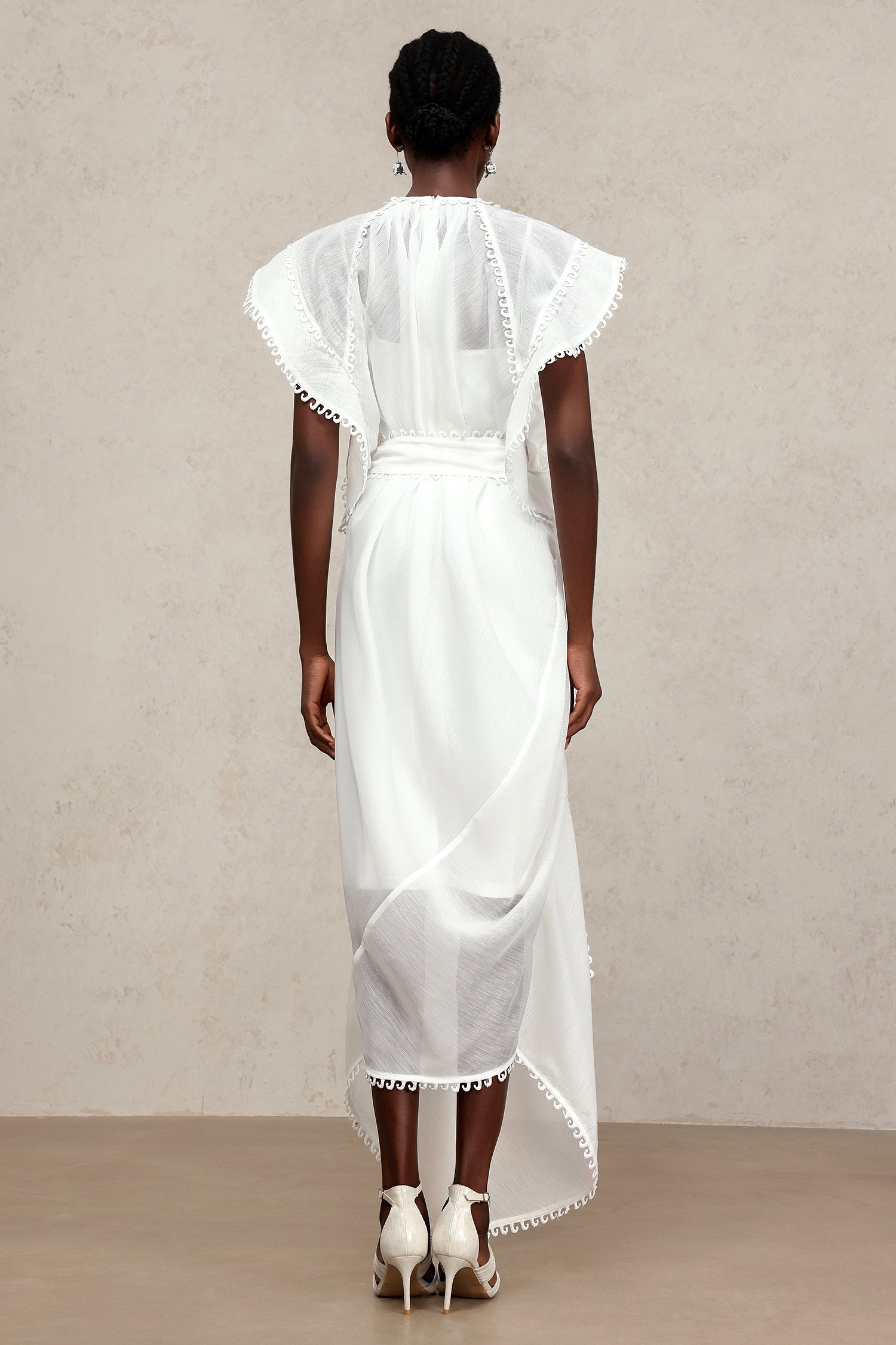 Halli Folds Lace Embroidery Maxi Dress