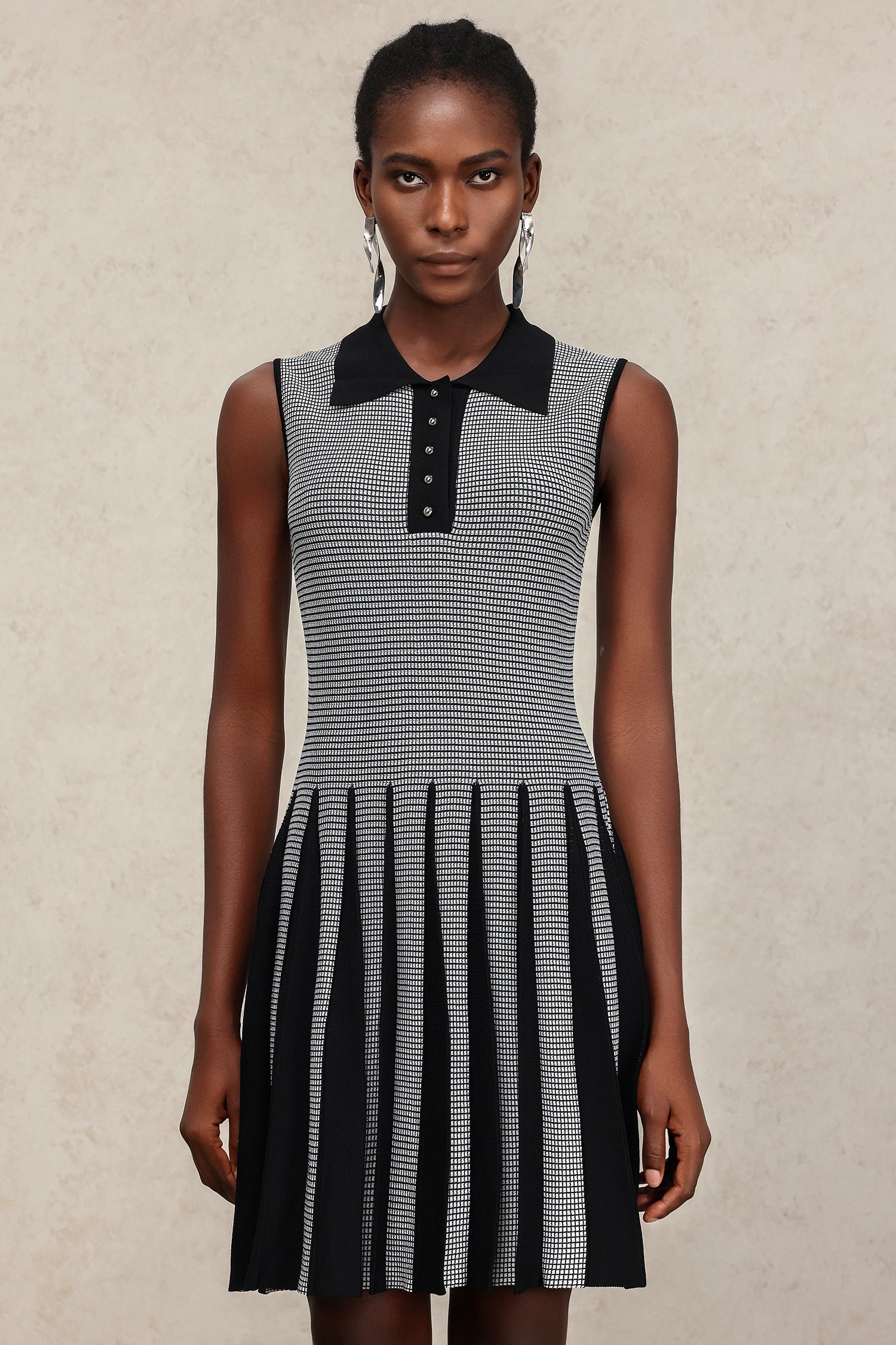 Kyler Lapel Sleeveless Folds Mini Dress