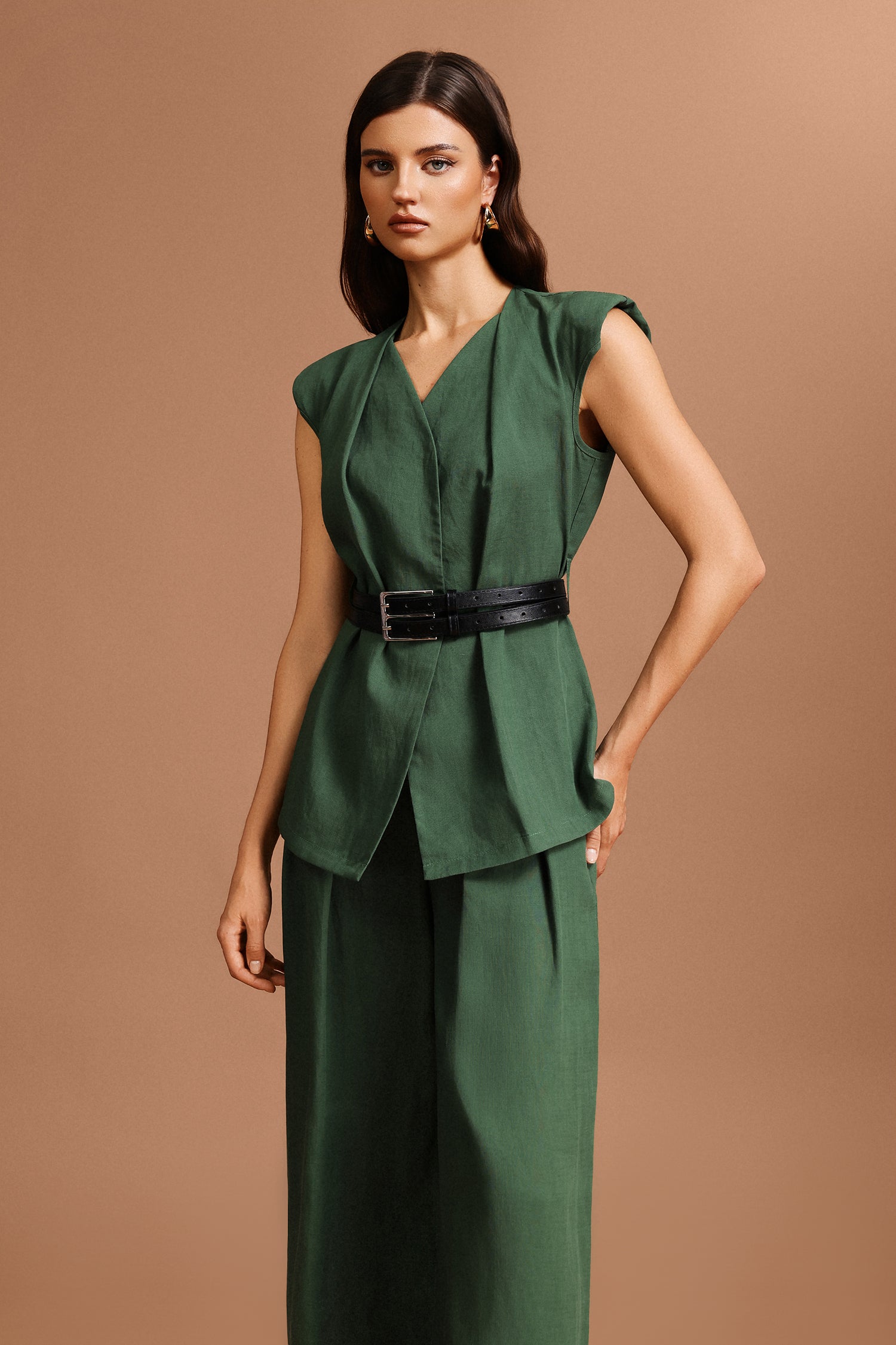 Jenn V-Neck Sleeveless Top And Pants Two-Piece Set