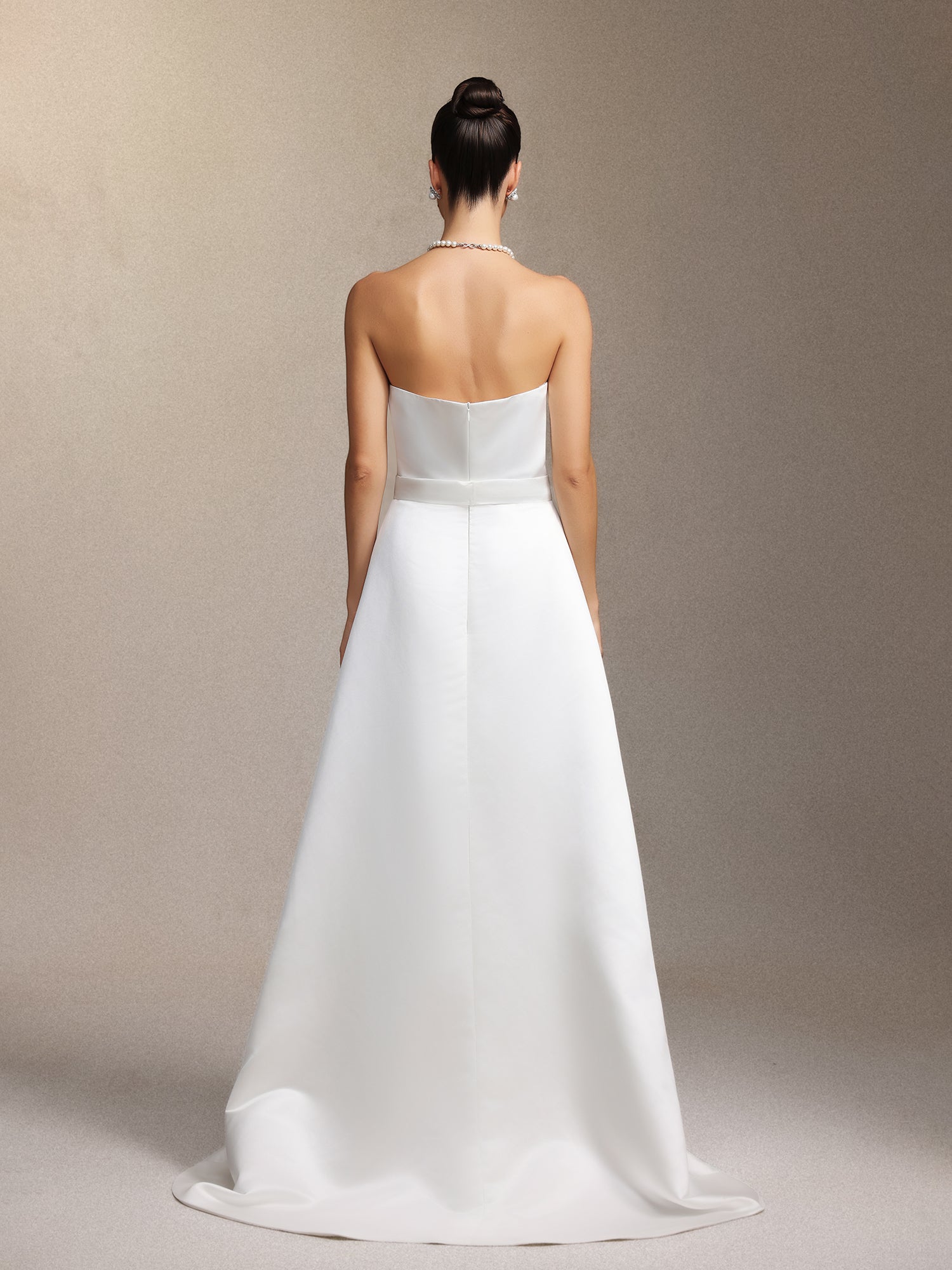 Niaca Strapless pleated maxi wedding dress