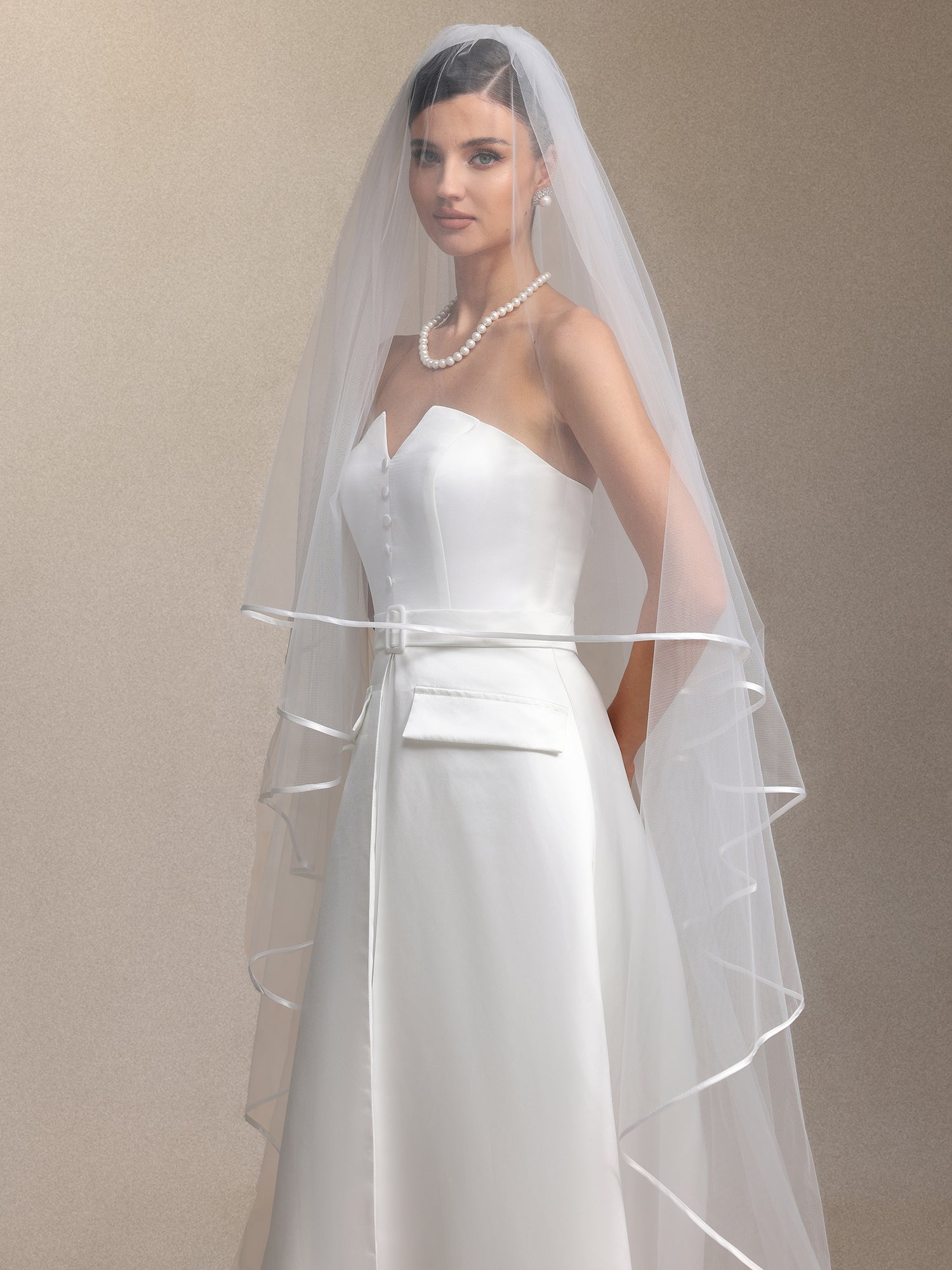 Niaca Strapless pleated maxi wedding dress