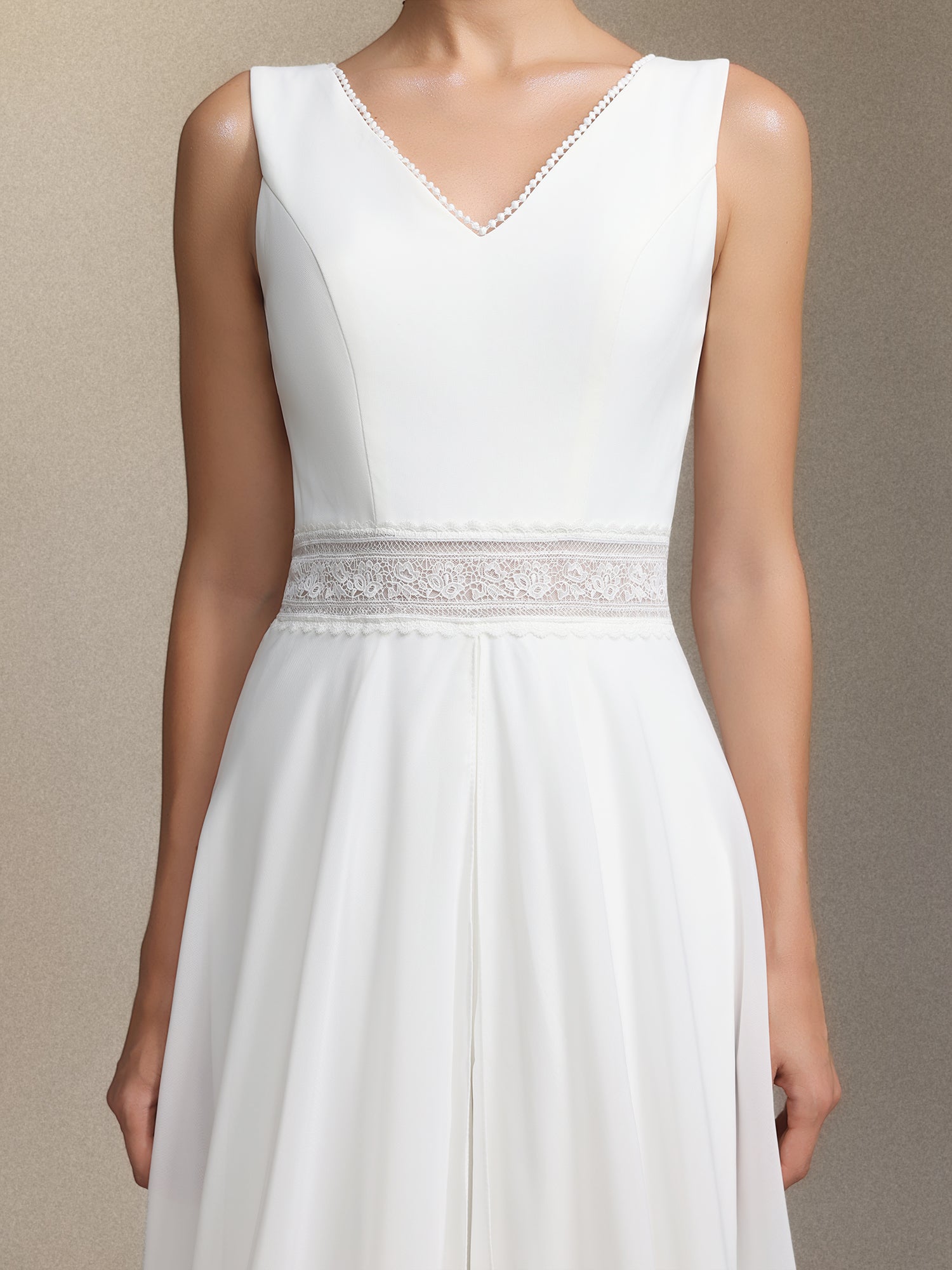 Trinvilla Deep V-neck sleeveless high-waisted maxi jumpsuit