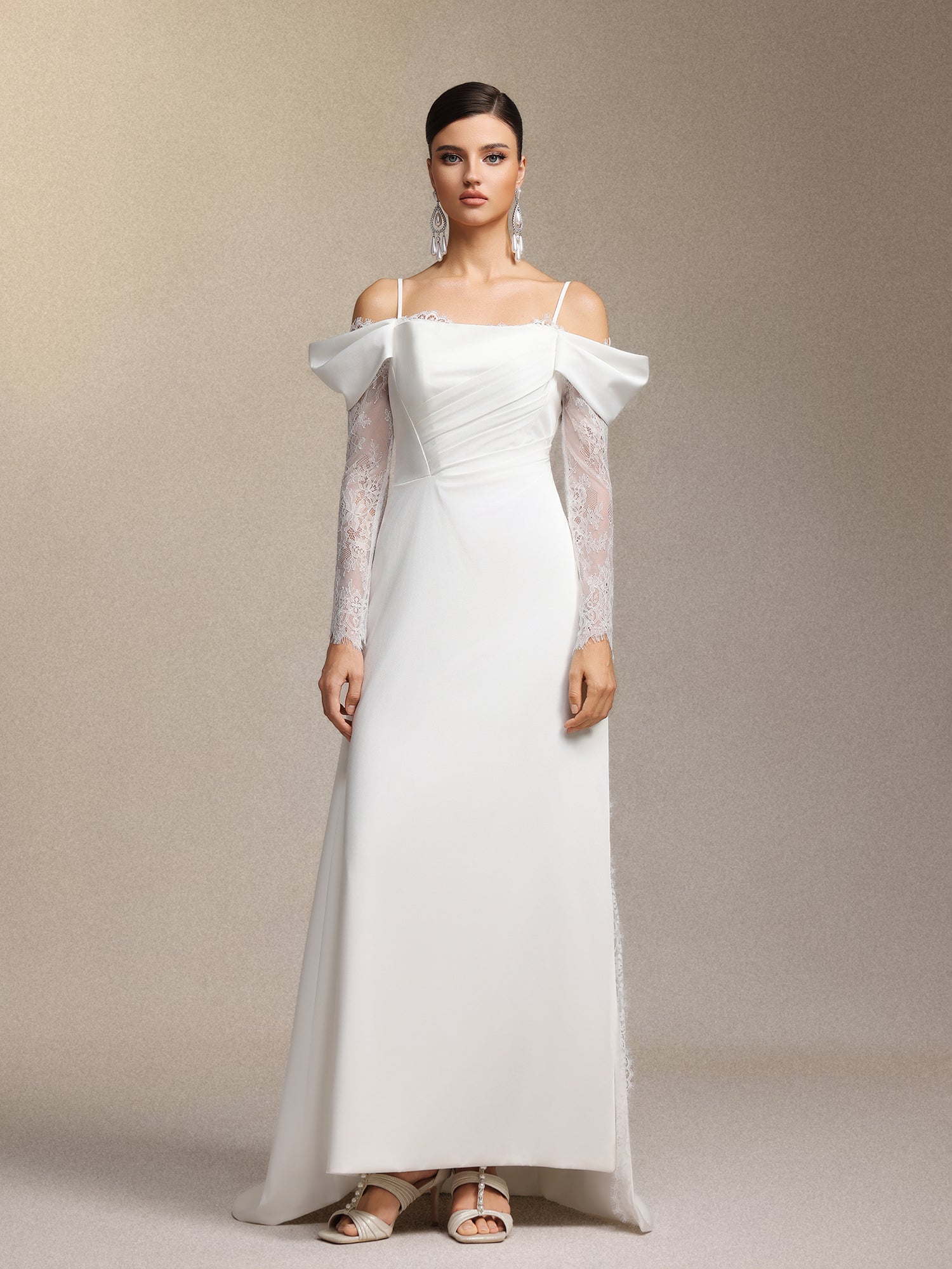 Lexi Off-The-Shoulder Lace Slit Maxi Dress