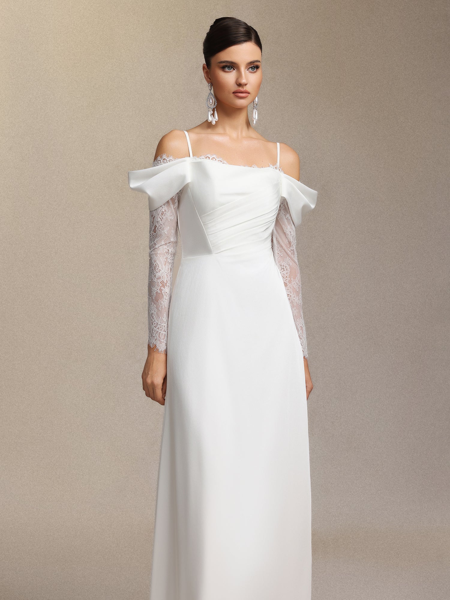 Lexi Off-The-Shoulder Lace Slit Maxi Dress