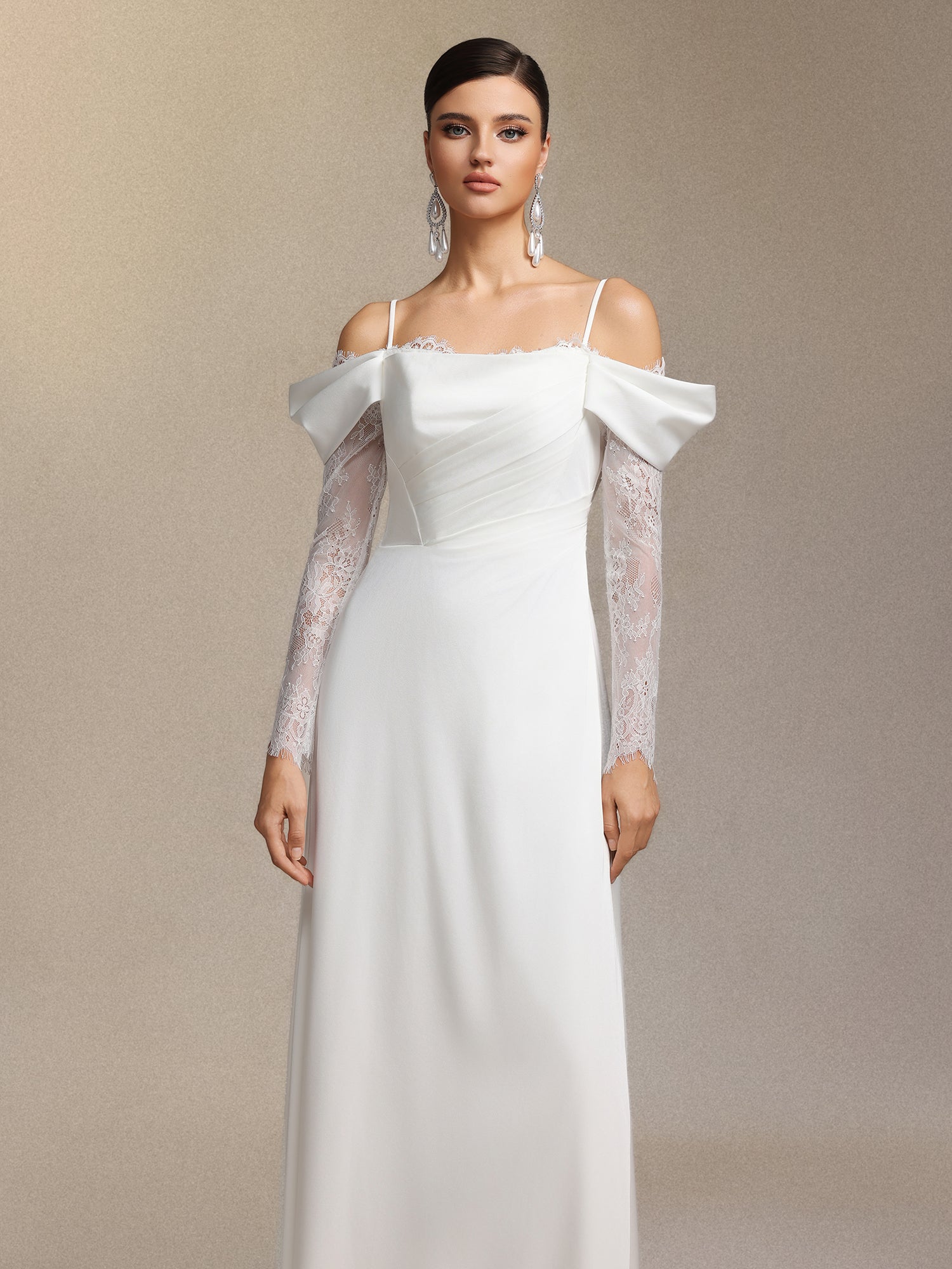 Lexi Off-The-Shoulder Lace Slit Maxi Dress