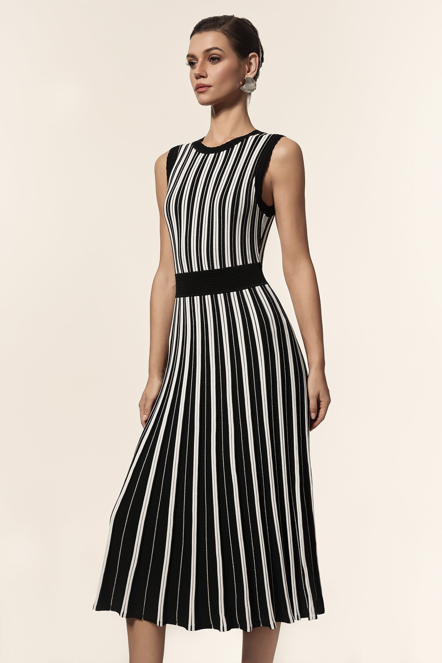 Encho Round Neck Sleeveless Midi Dress