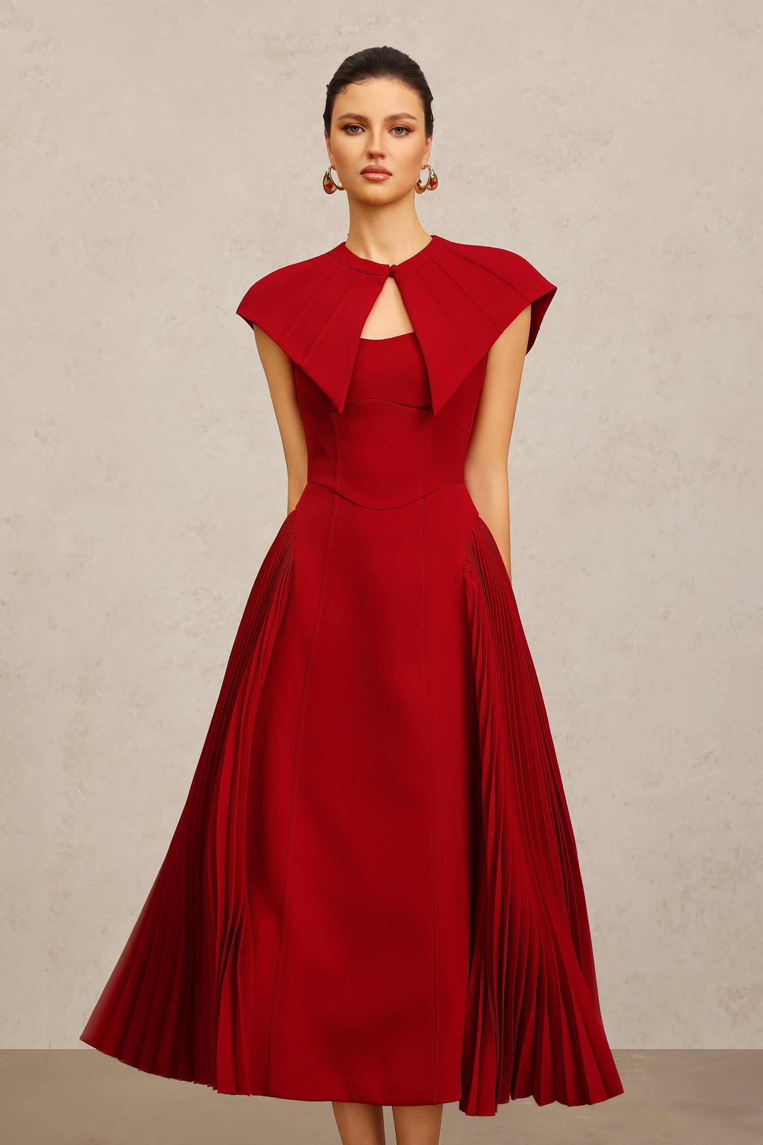 Verna Halter Folds Maxi Dress