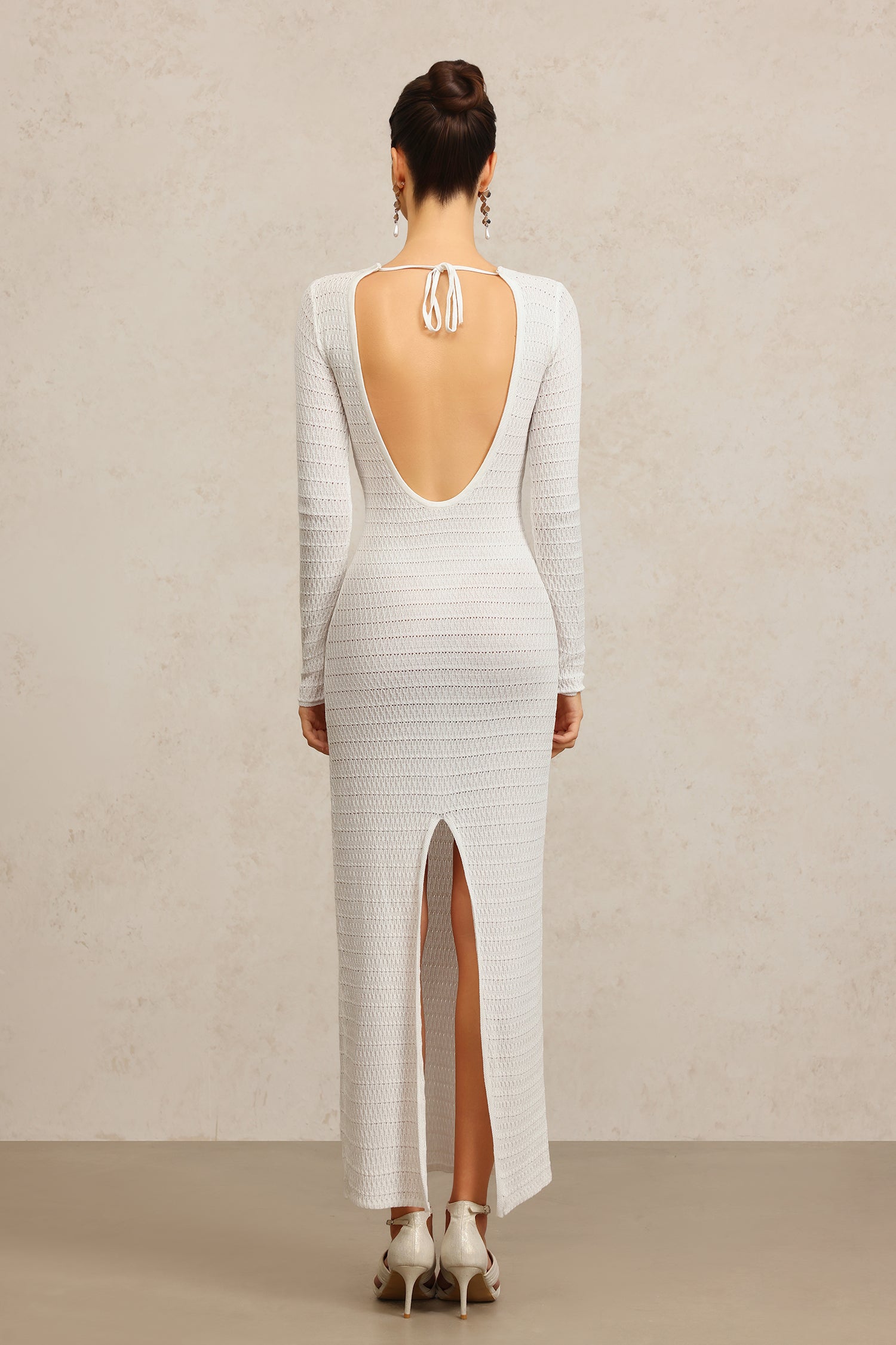 Kaiser Long Sleeves Bowknot Hollow Out Maxi Dress