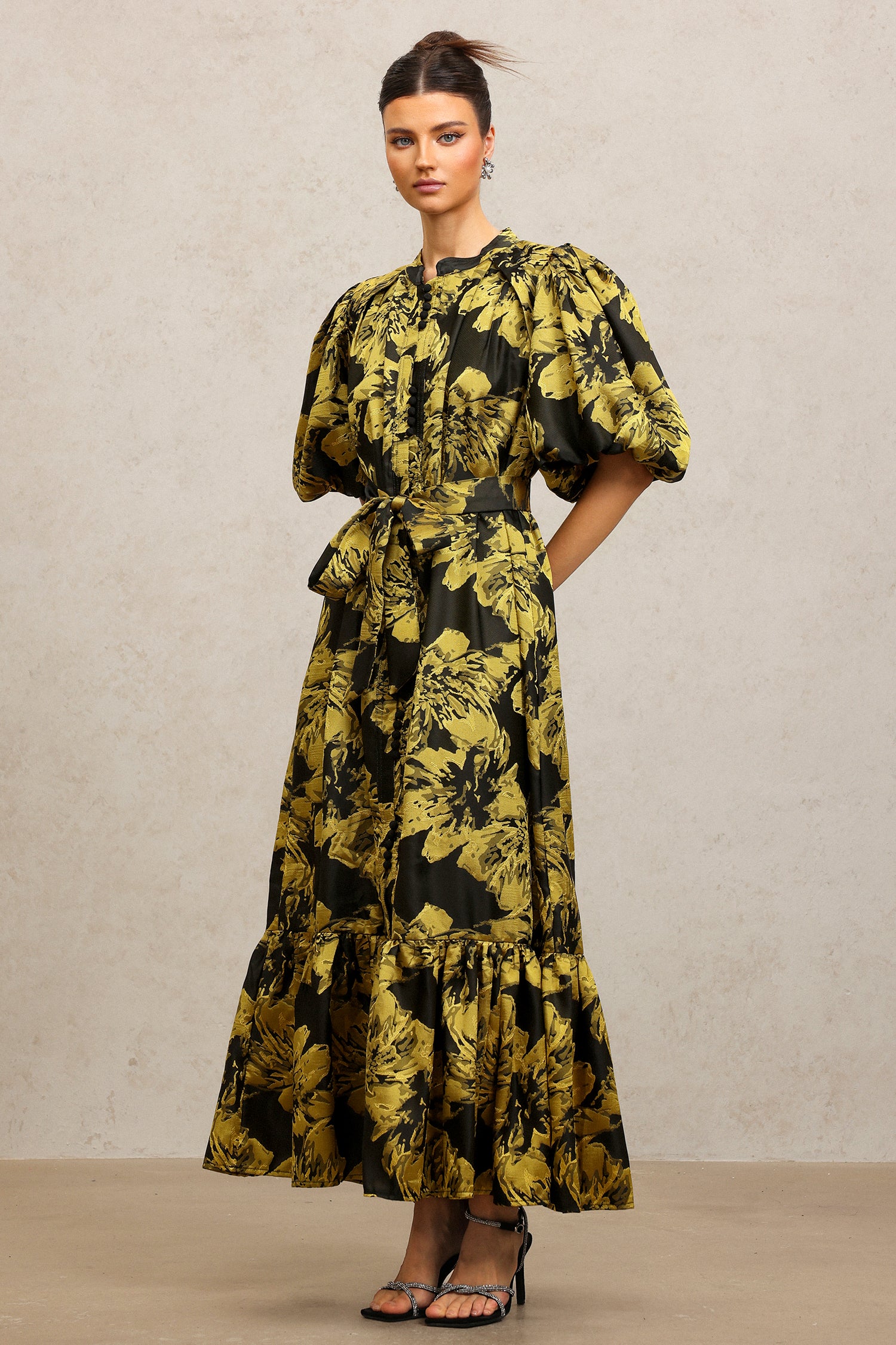 Jaca Puff Sleeves Maxi Dress