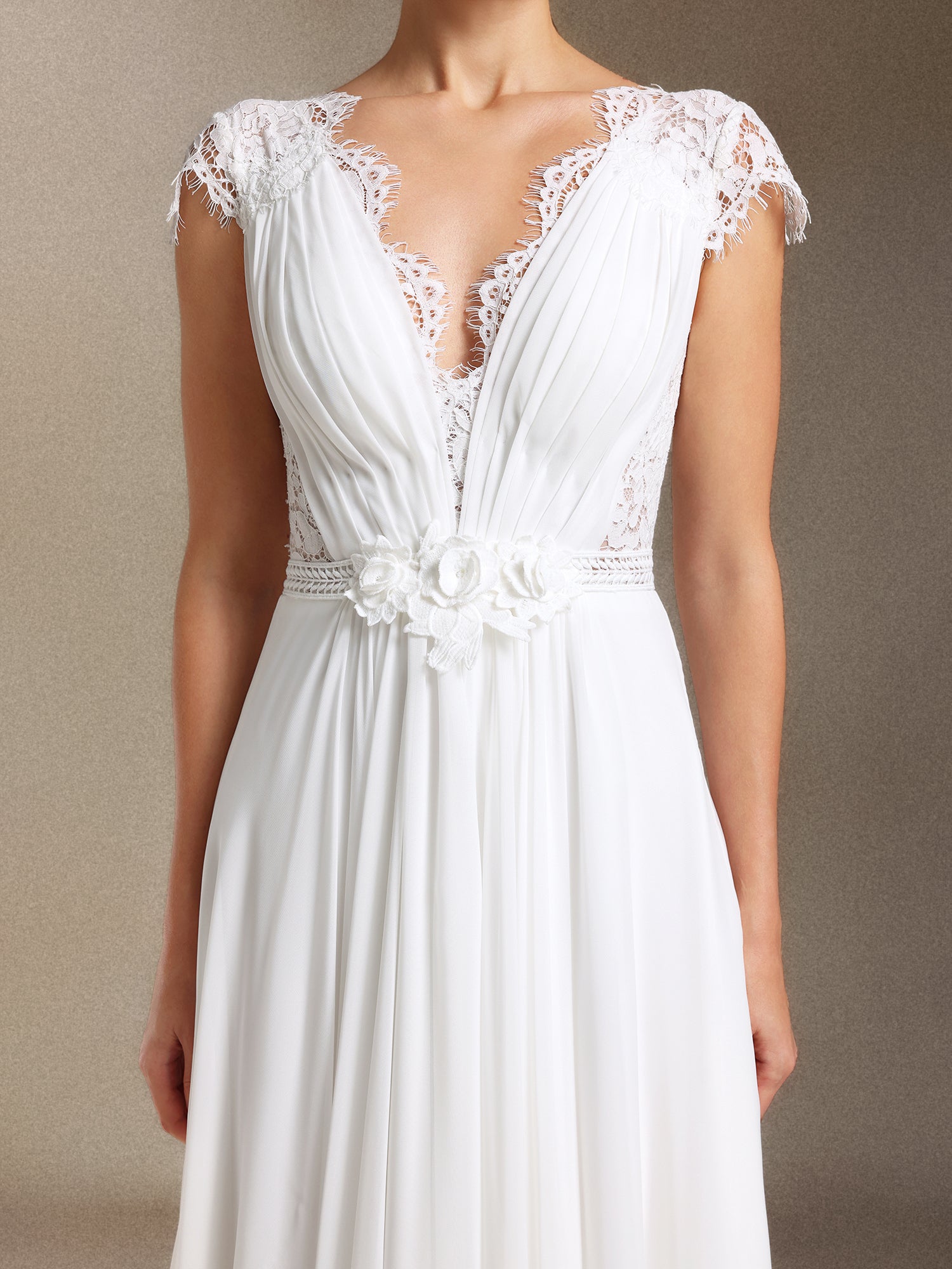 Slaia Fold Backless Lace Trailing maxi wedding dress