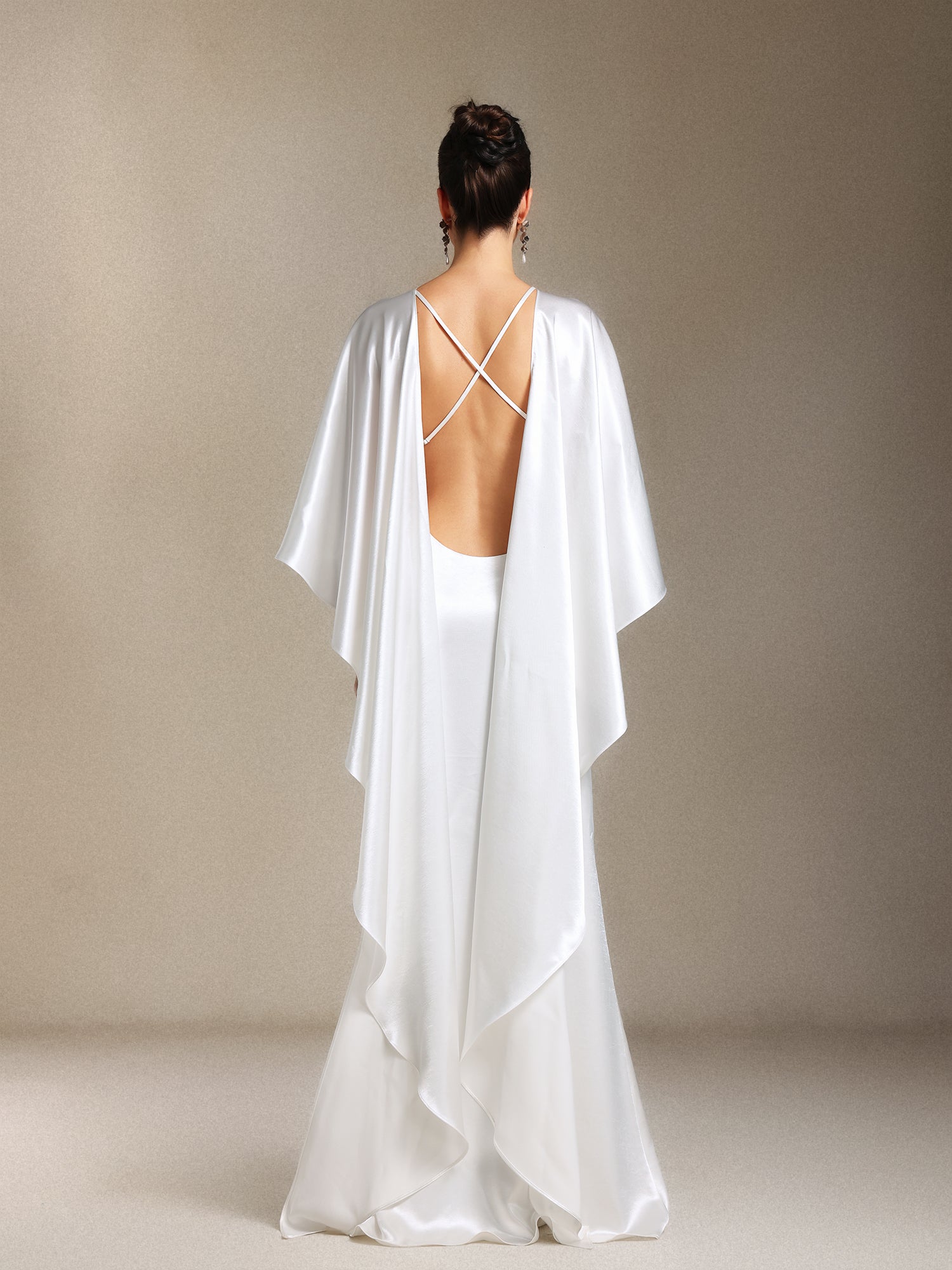 Winmy Shawl Backless Slimming fish tail maxi dress
