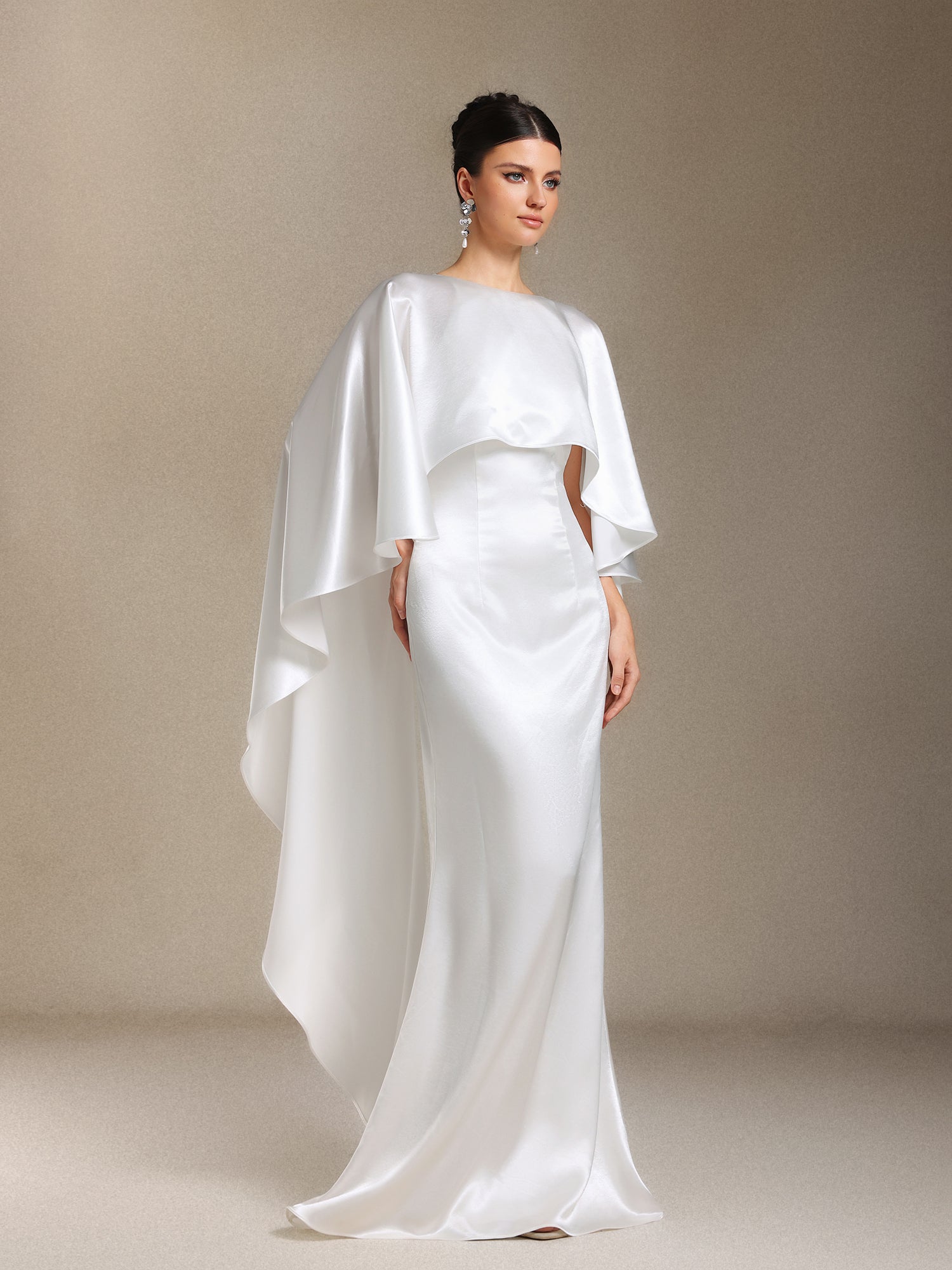 Winmy Shawl Backless Slimming fish tail maxi dress