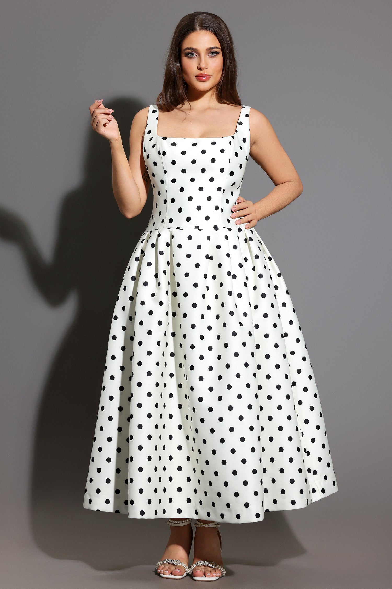 Zada Sleeveless Wave Point Maxi Dress	