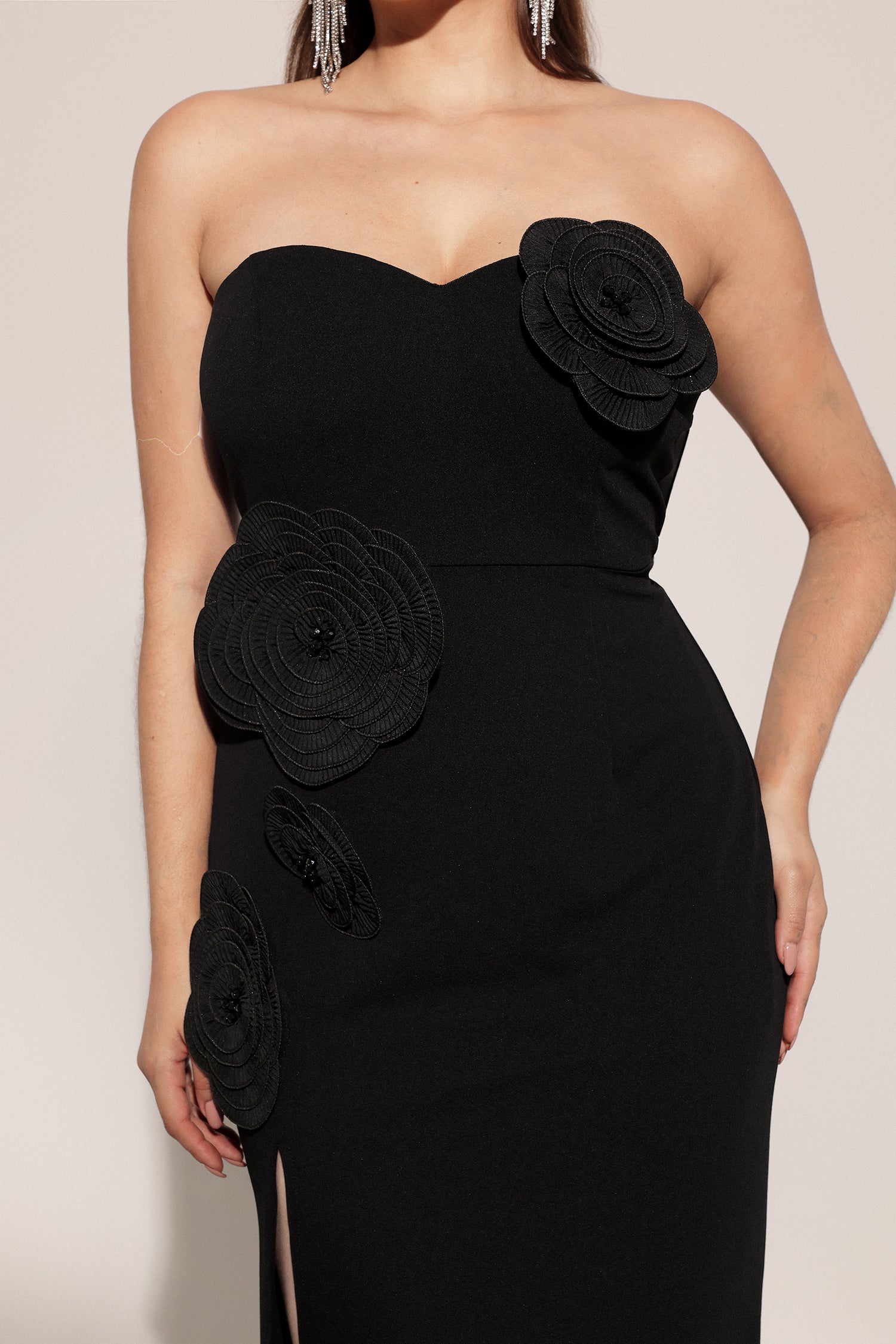 Stretchy Sleeveless Flowers Slit Bandage Maxi Dress