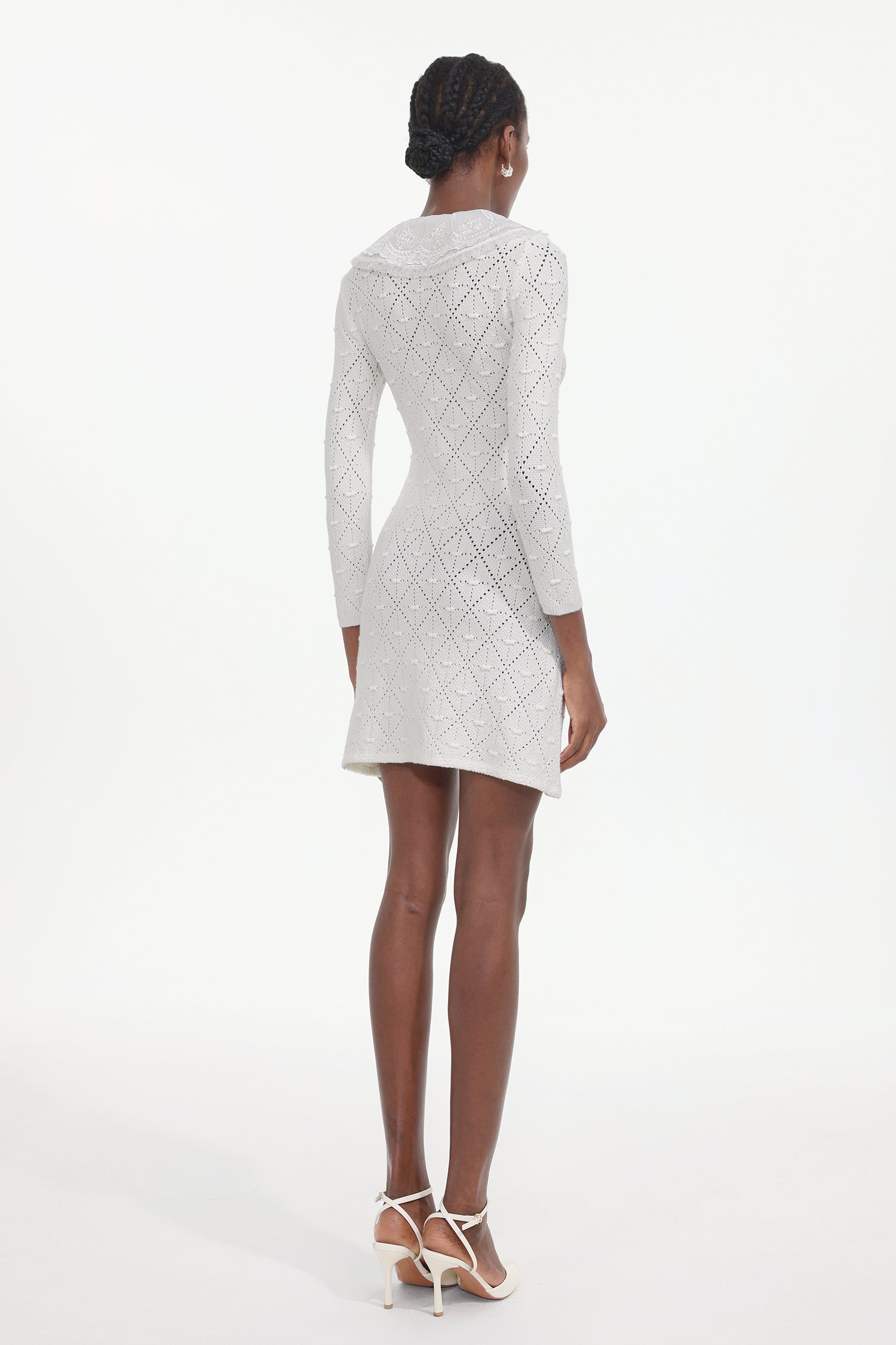 Ueza Chic Contour Long Sleeve Bow Knit Mini Dress