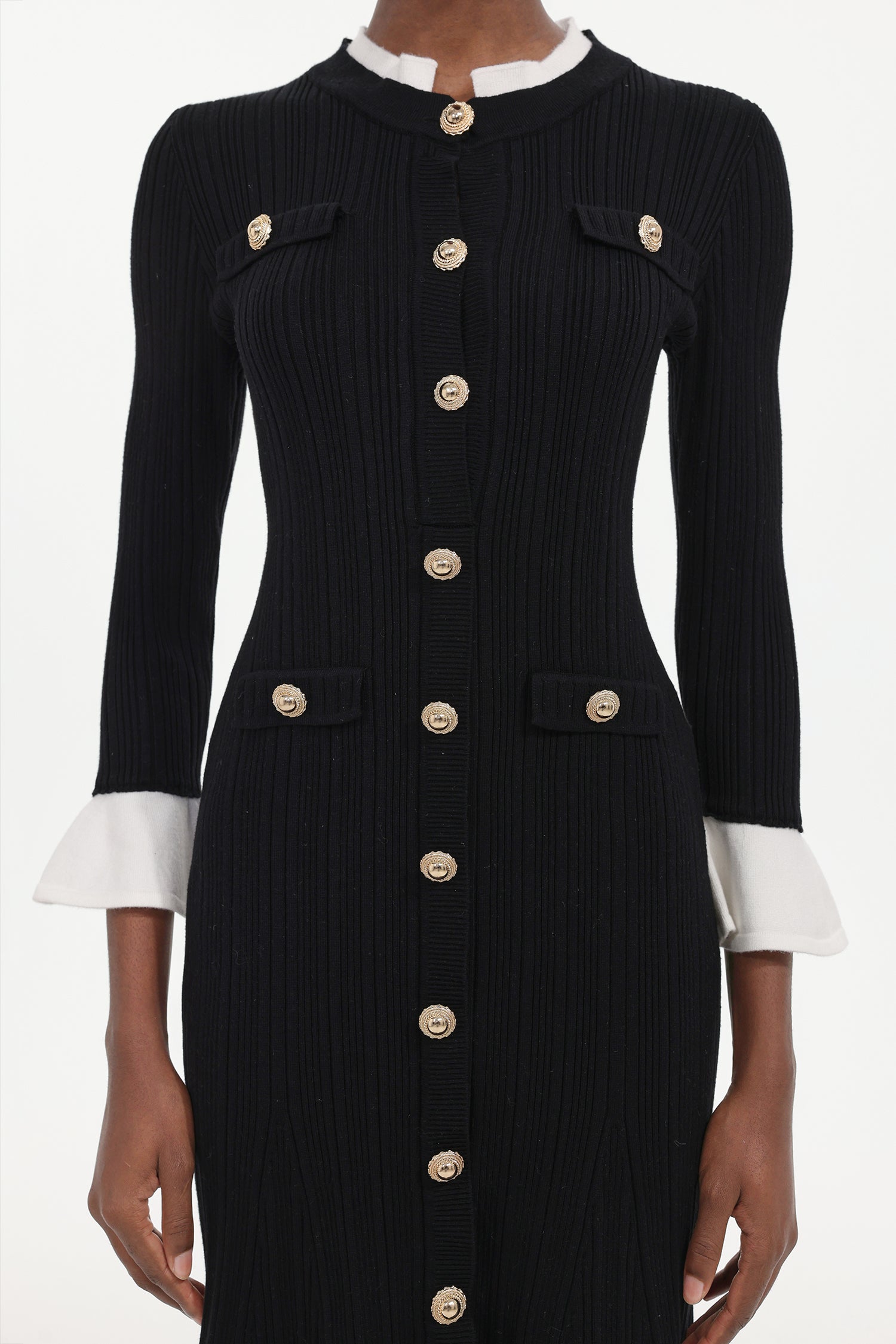 Enid Elegant Contour Long Sleeve Knit Maxi Dress