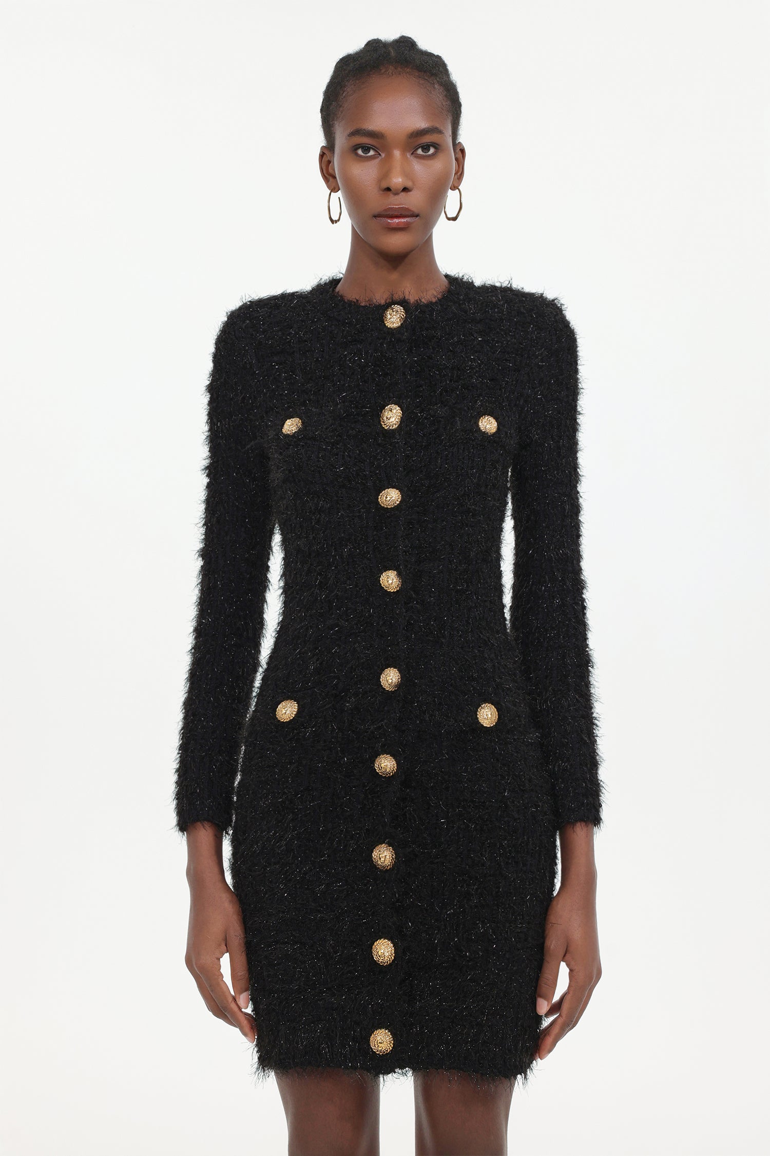 Twyla Elegant Contour Round Neck Long Sleeve Knit Mini Dress