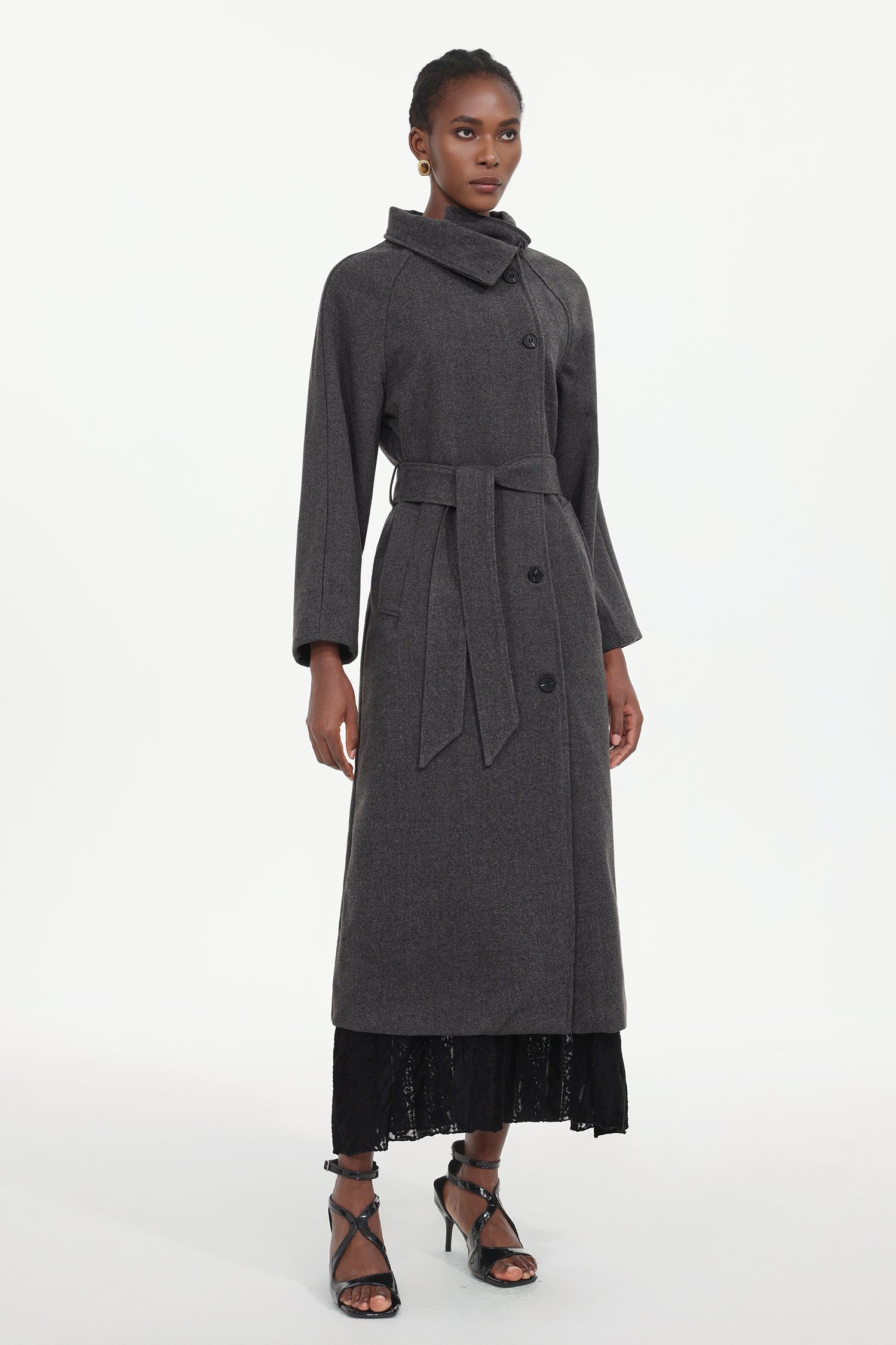 Rola Elegant Tailored High Neck Long Sleeve Woven Coat