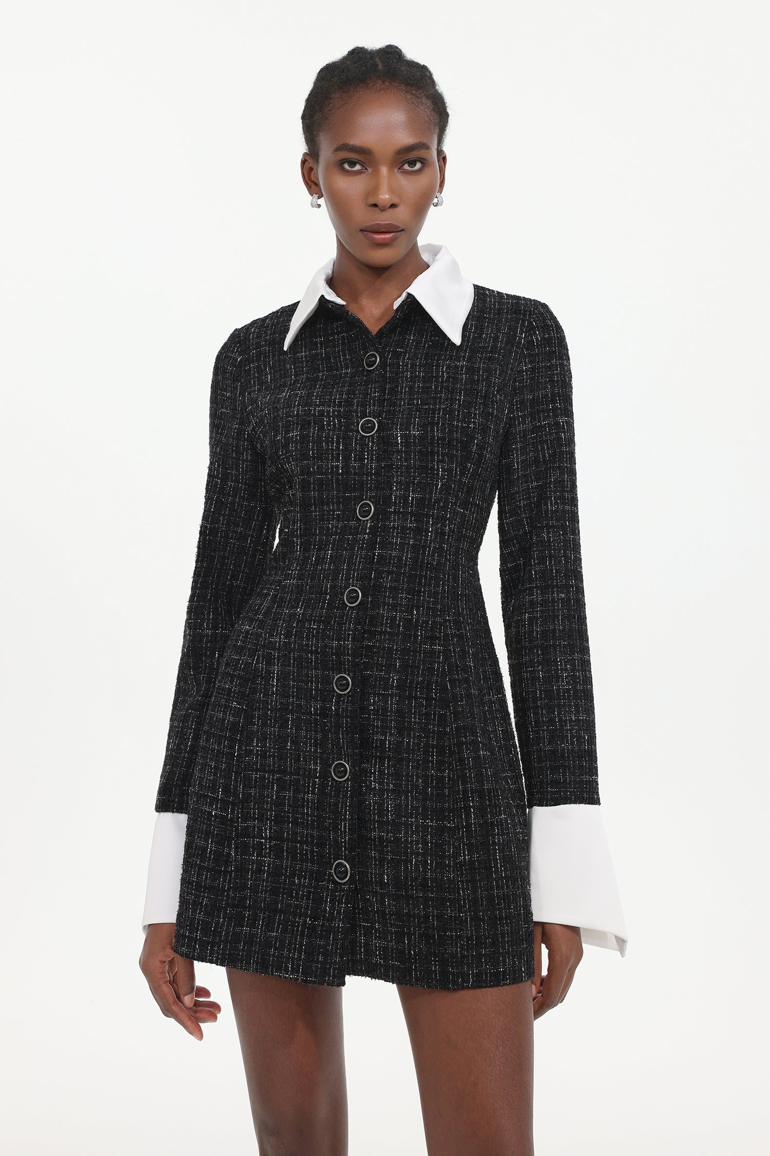 Erryn Elegant Tailored Long Sleeve Woven Mini Dress