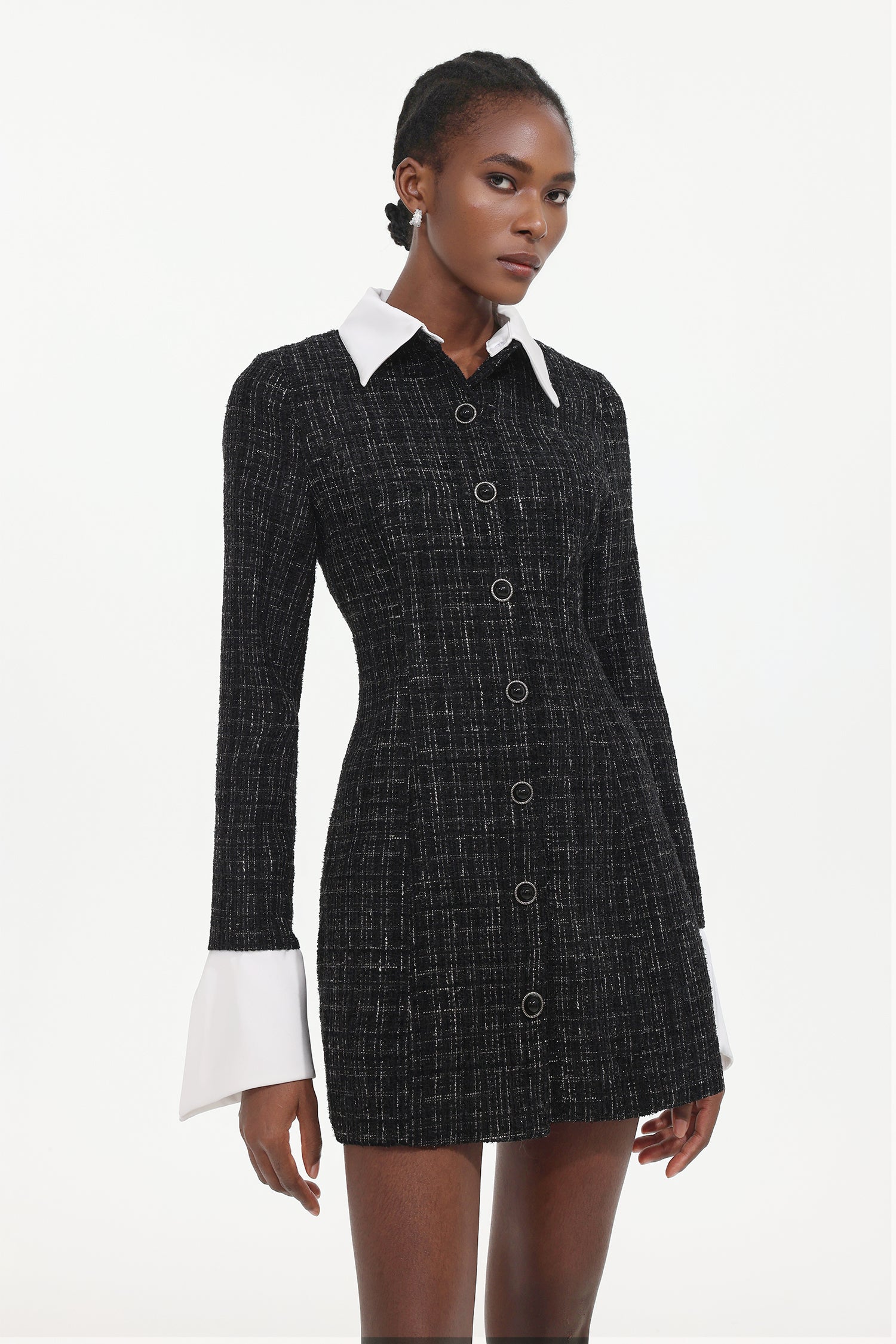 Erryn Elegant Tailored Long Sleeve Woven Mini Dress