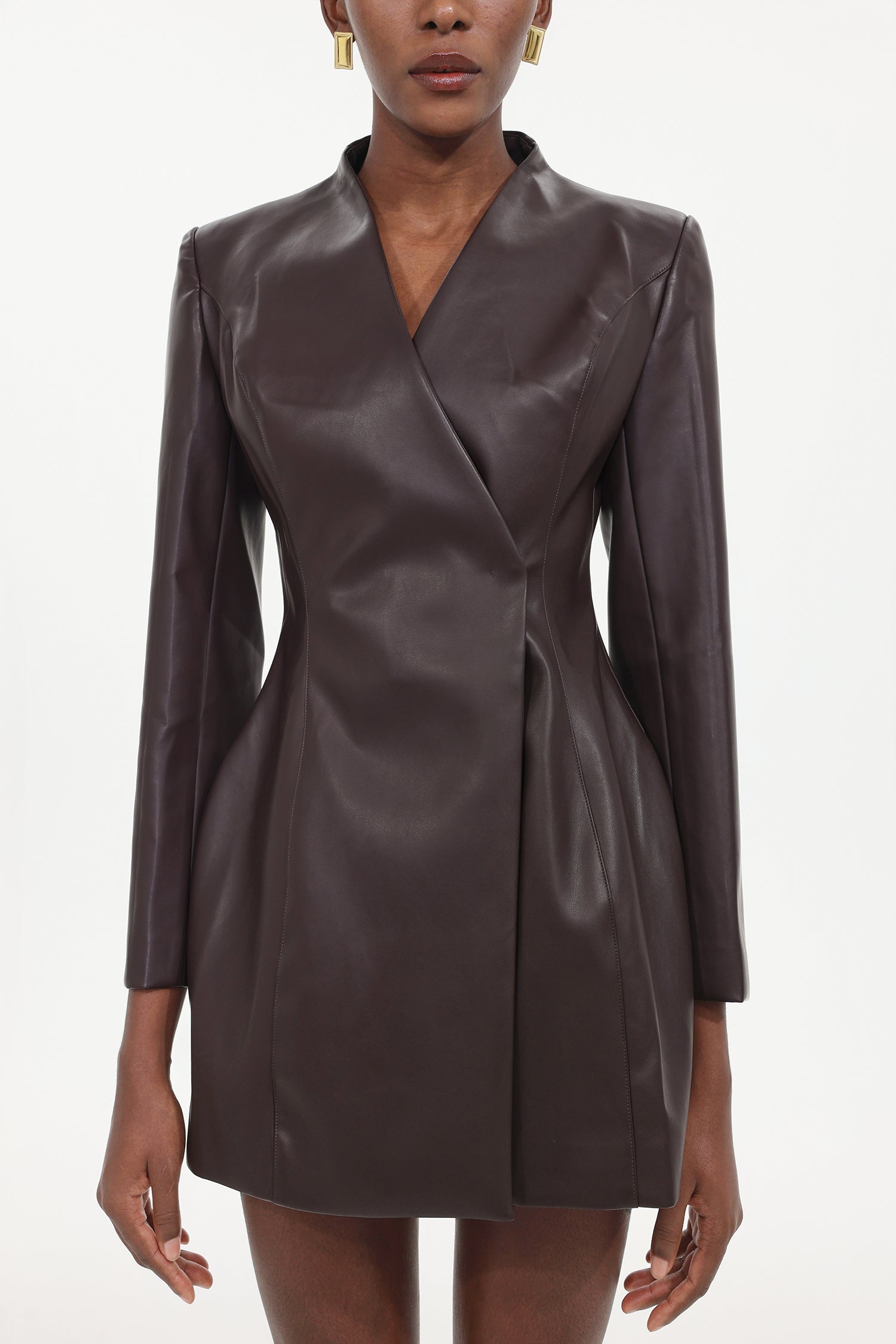 Tanya Classic Tailored Long Sleeve Faux Leather Blazer