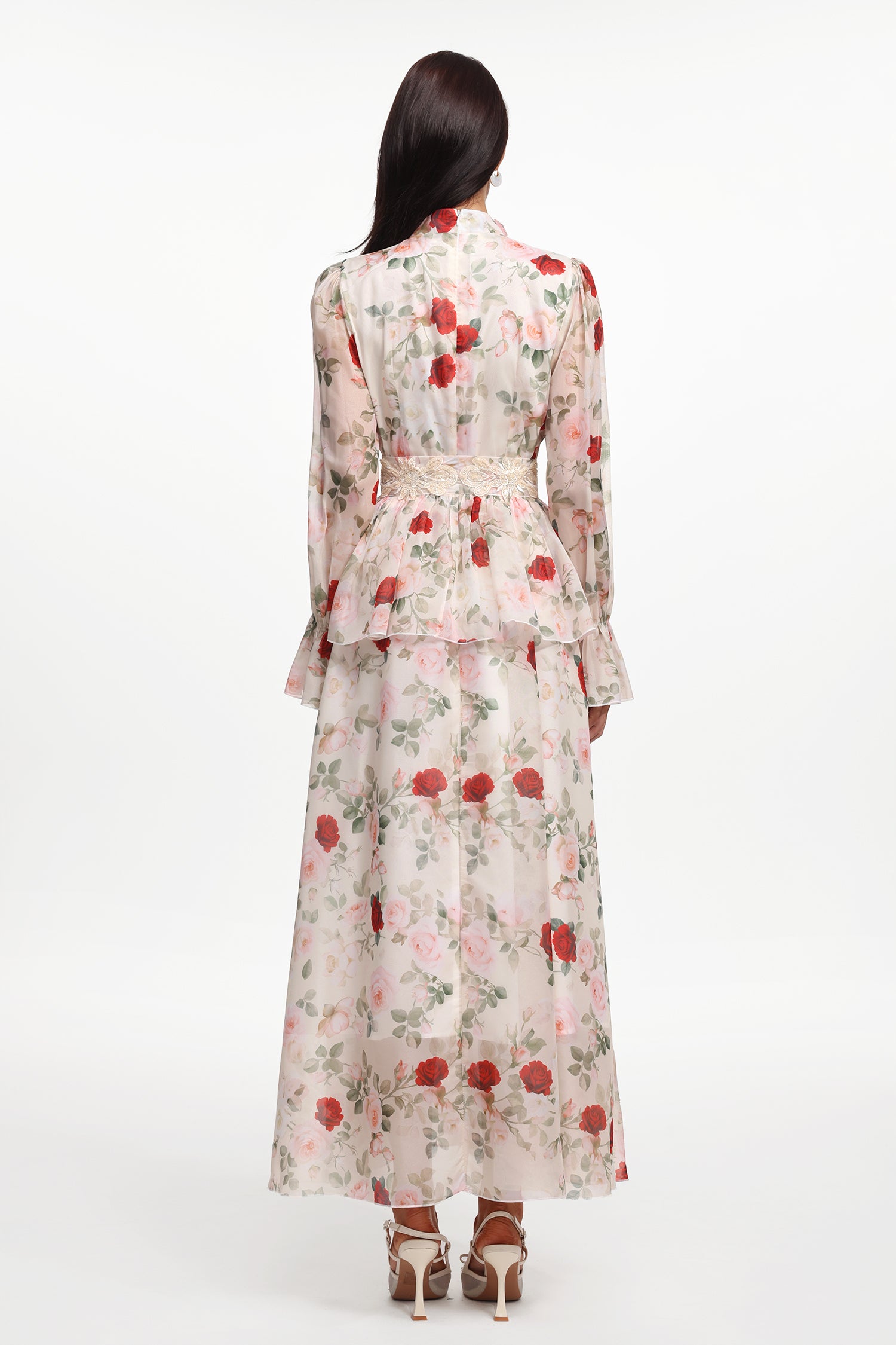 Rava Resort Flowy Long Sleeve Floral Printed Woven Maxi Dress	