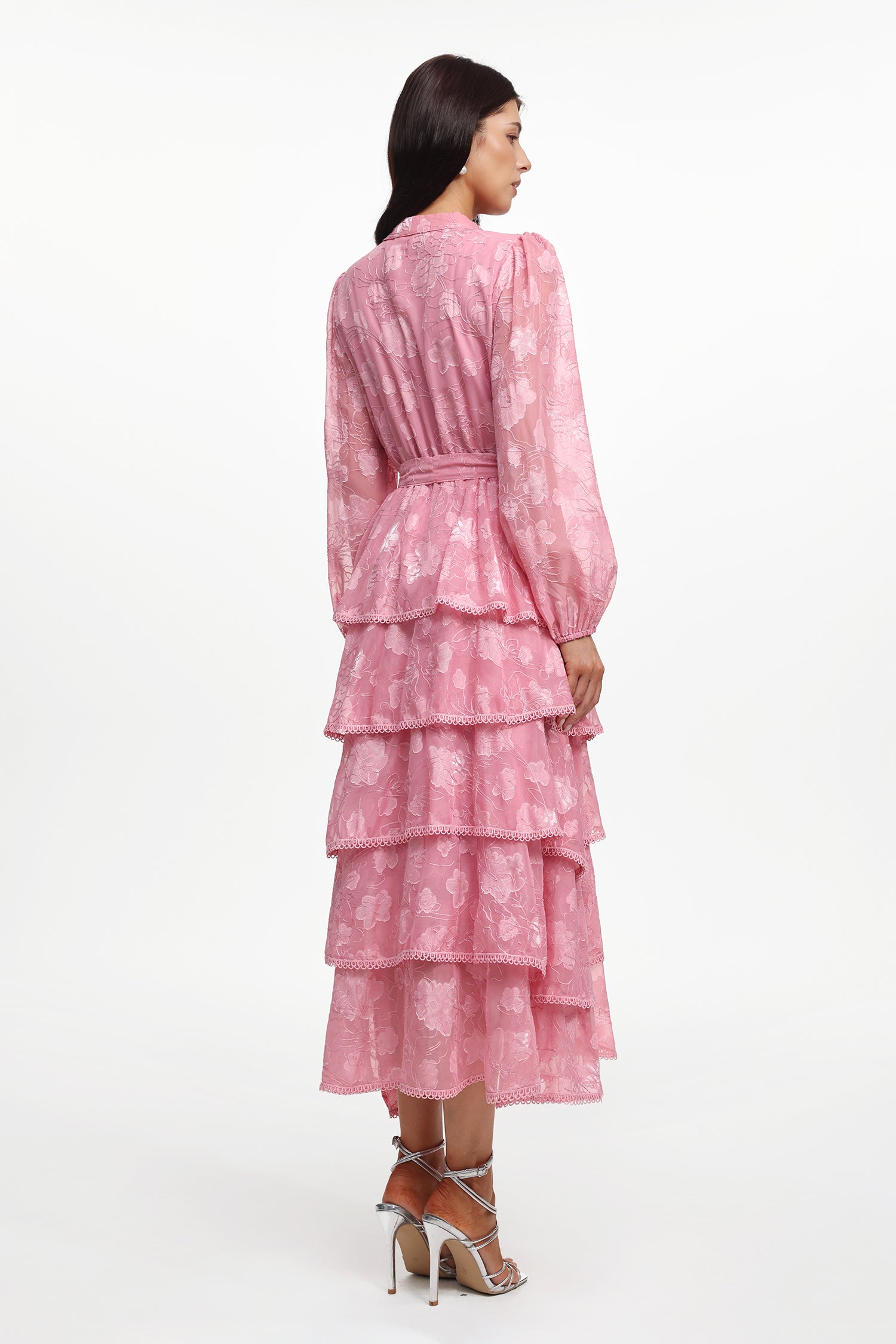 Nani Elegant Flowy Long Sleeve Floral Woven Maxi Dress