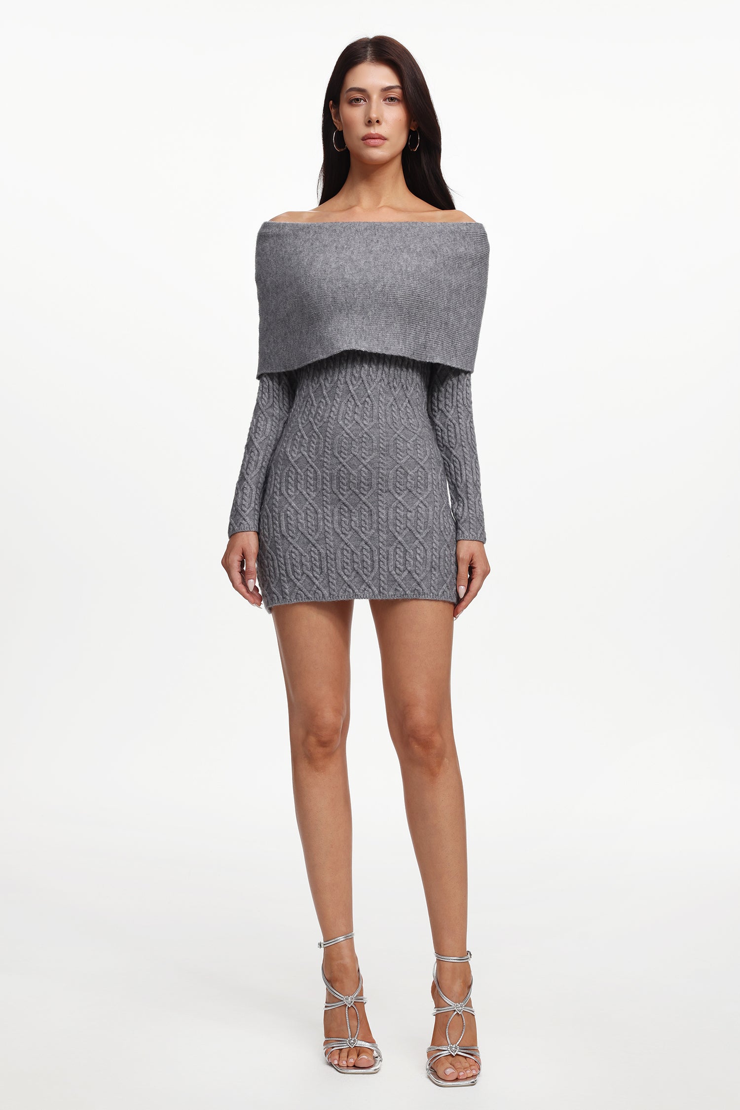 Jerlyn Classic Contour Off Shoulder Long Sleeve Knit Mini Dress