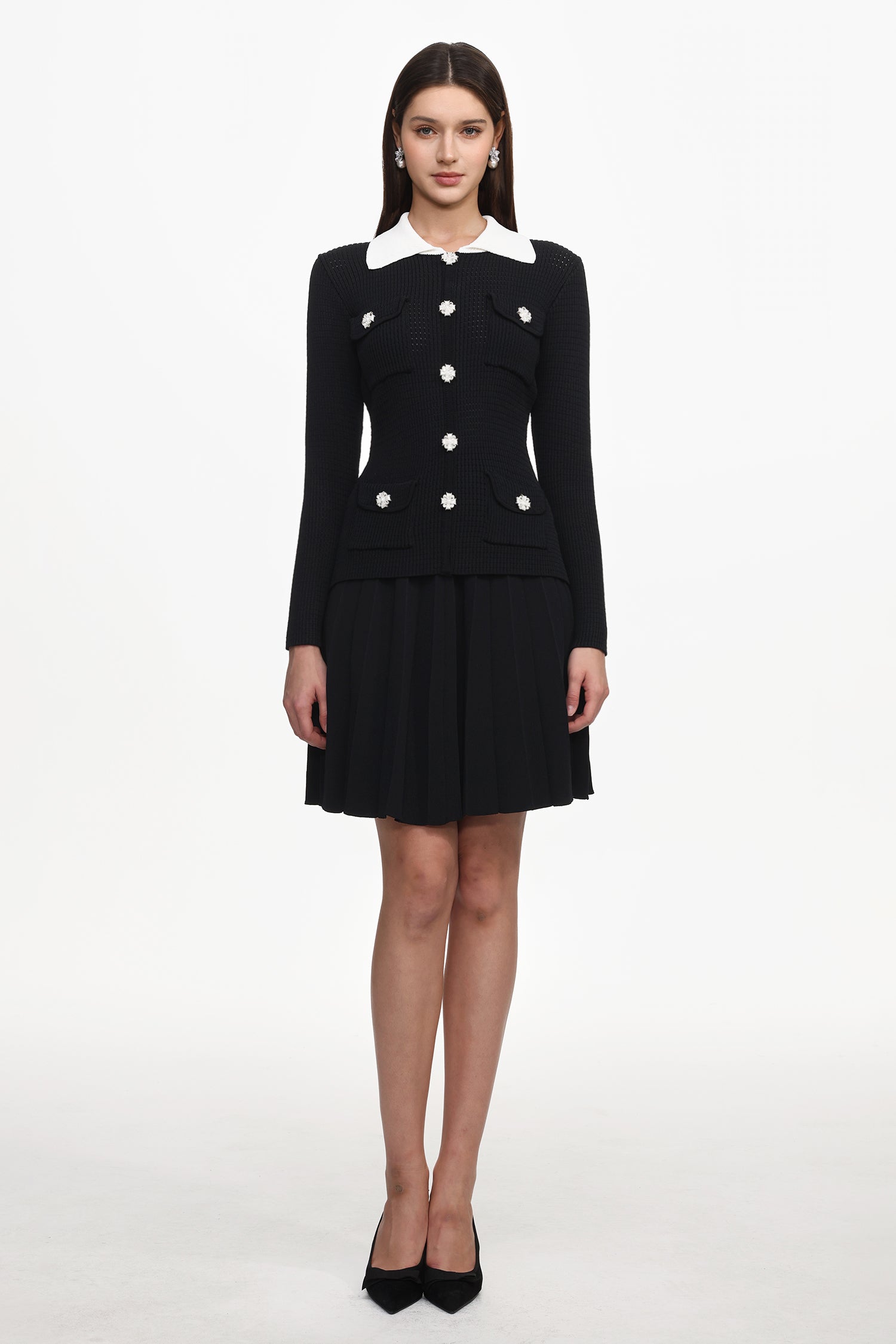 Janka Classic Contour Long Sleeve Knit Top And Skirt Set