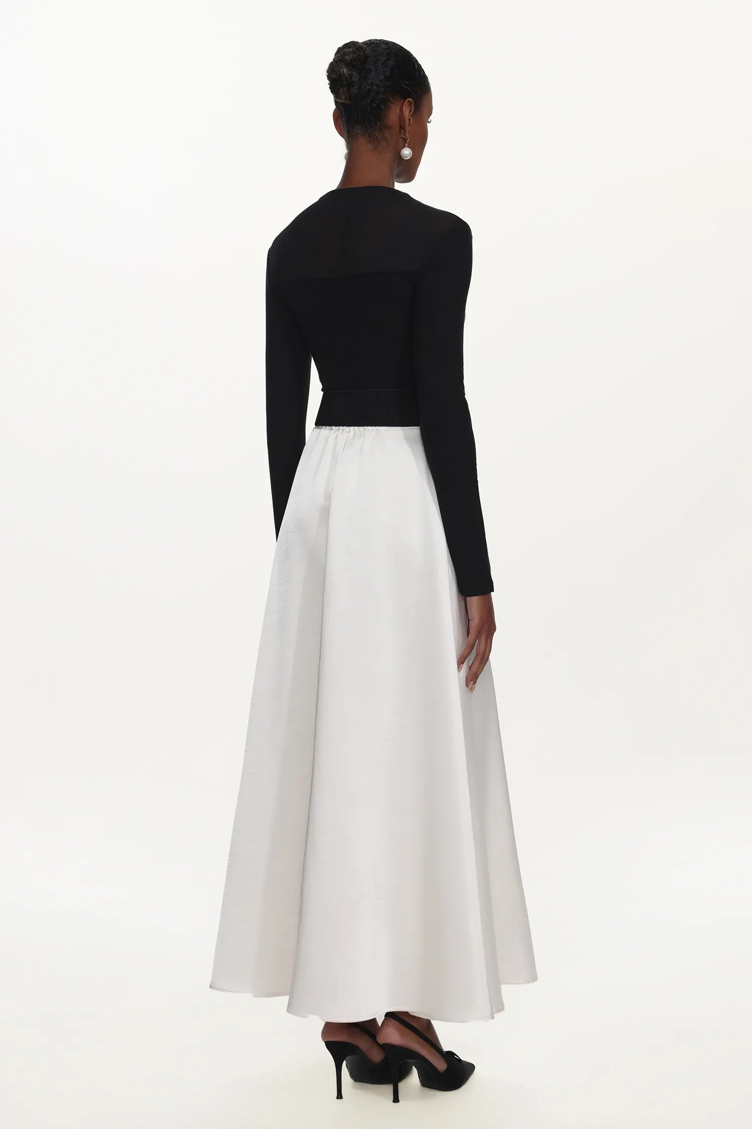 Heloise Elegant Contour Long Sleeve Contrast Floral Maxi Dress