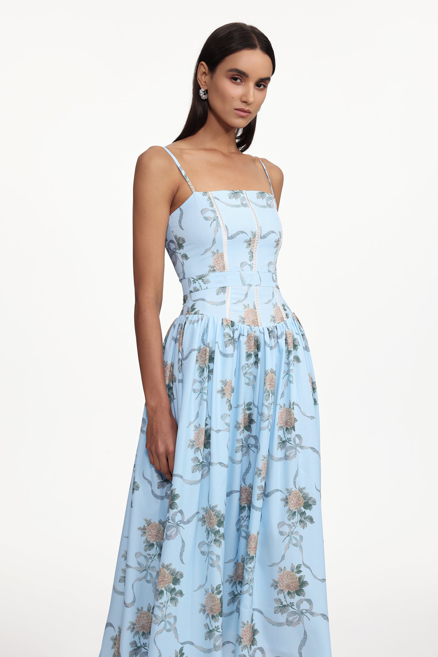 Starsha Resort Cinched Sleeveless Print Woven Maxi Dress	