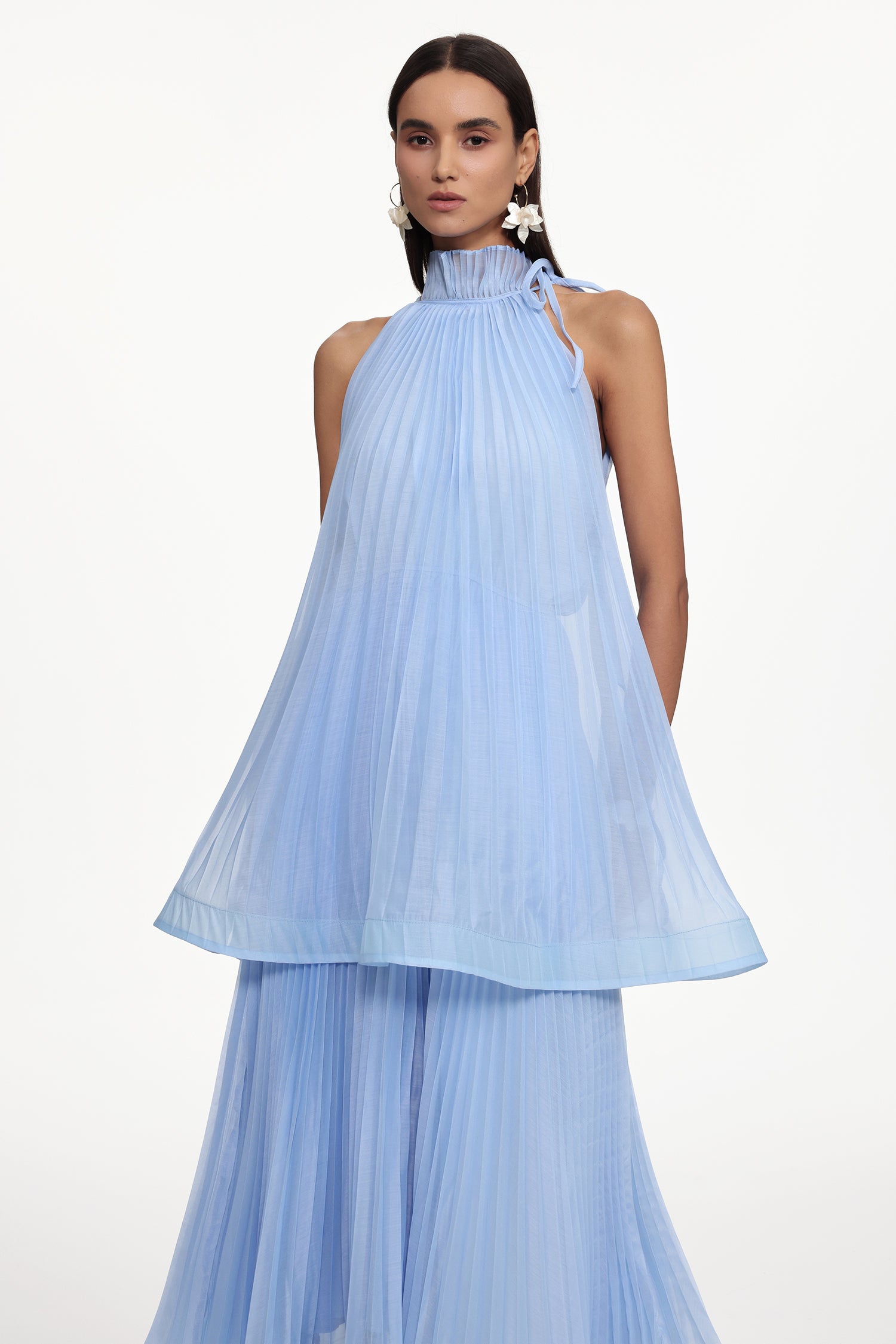 Terela Resort Flowy Sleeveless Pleated Woven Maxi Dress	