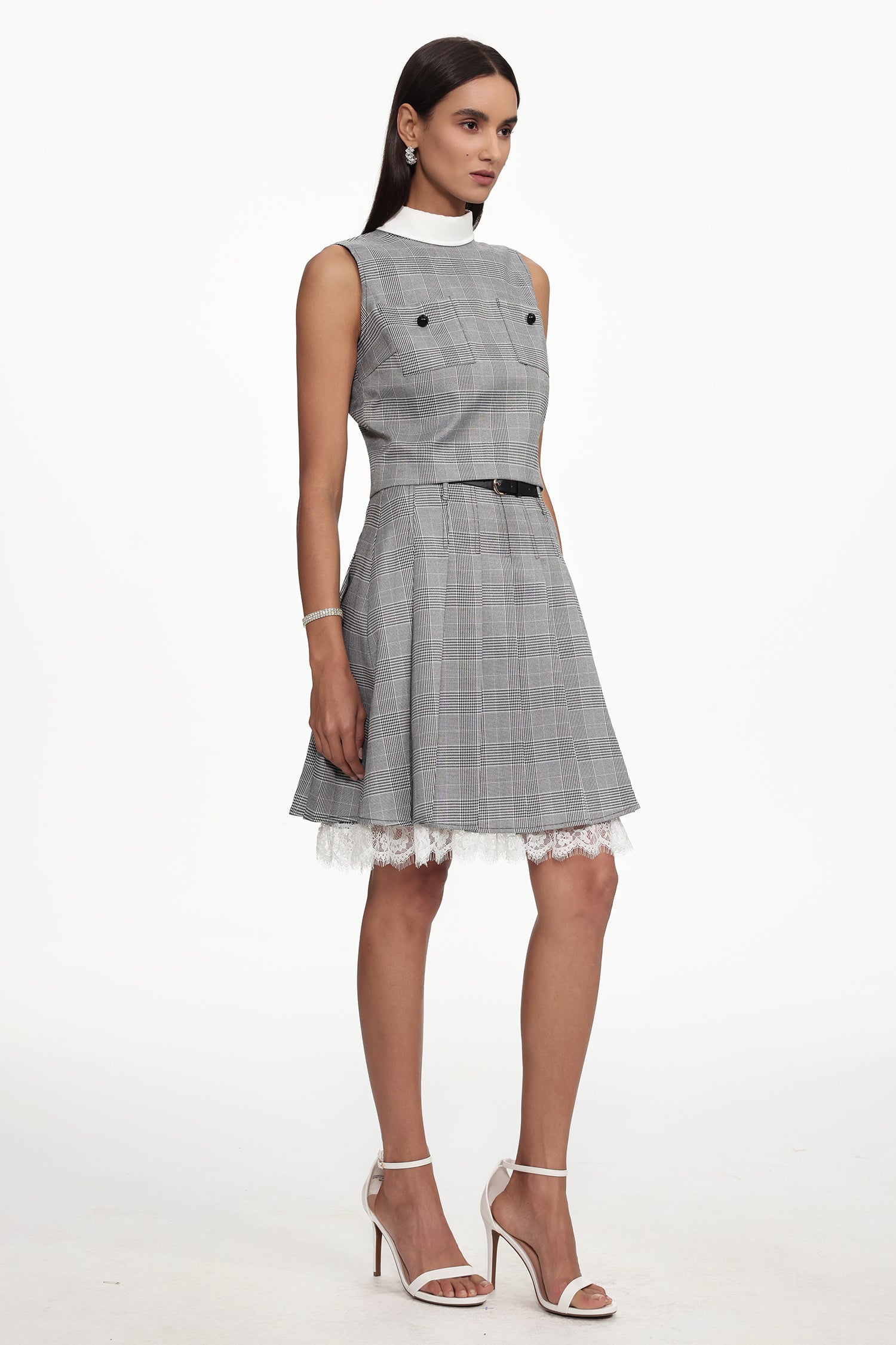 Vera Elegant Tailored Plaid Mini Two Piece Set	