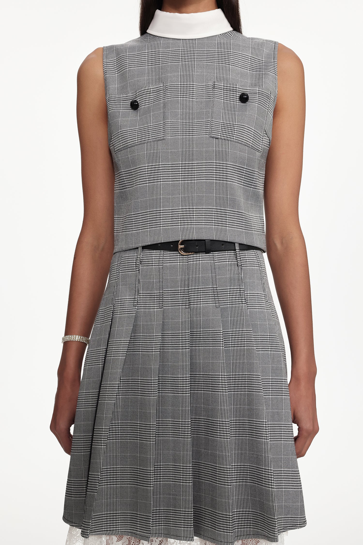 Vera Elegant Tailored Plaid Mini Two Piece Set	