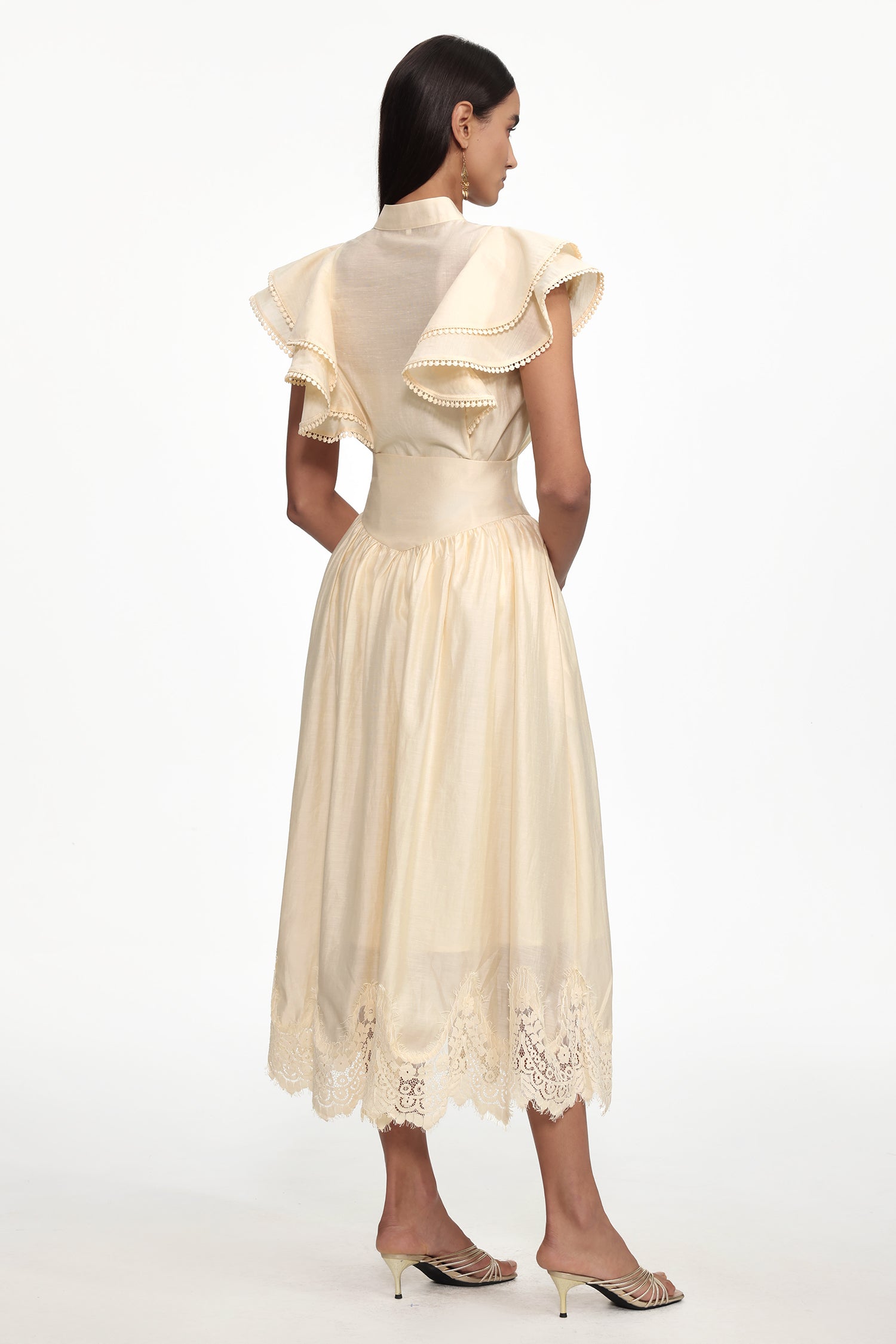 Mafalda Resort Flowy Short Sleeve Ruffle Woven Top and Skirt Set	