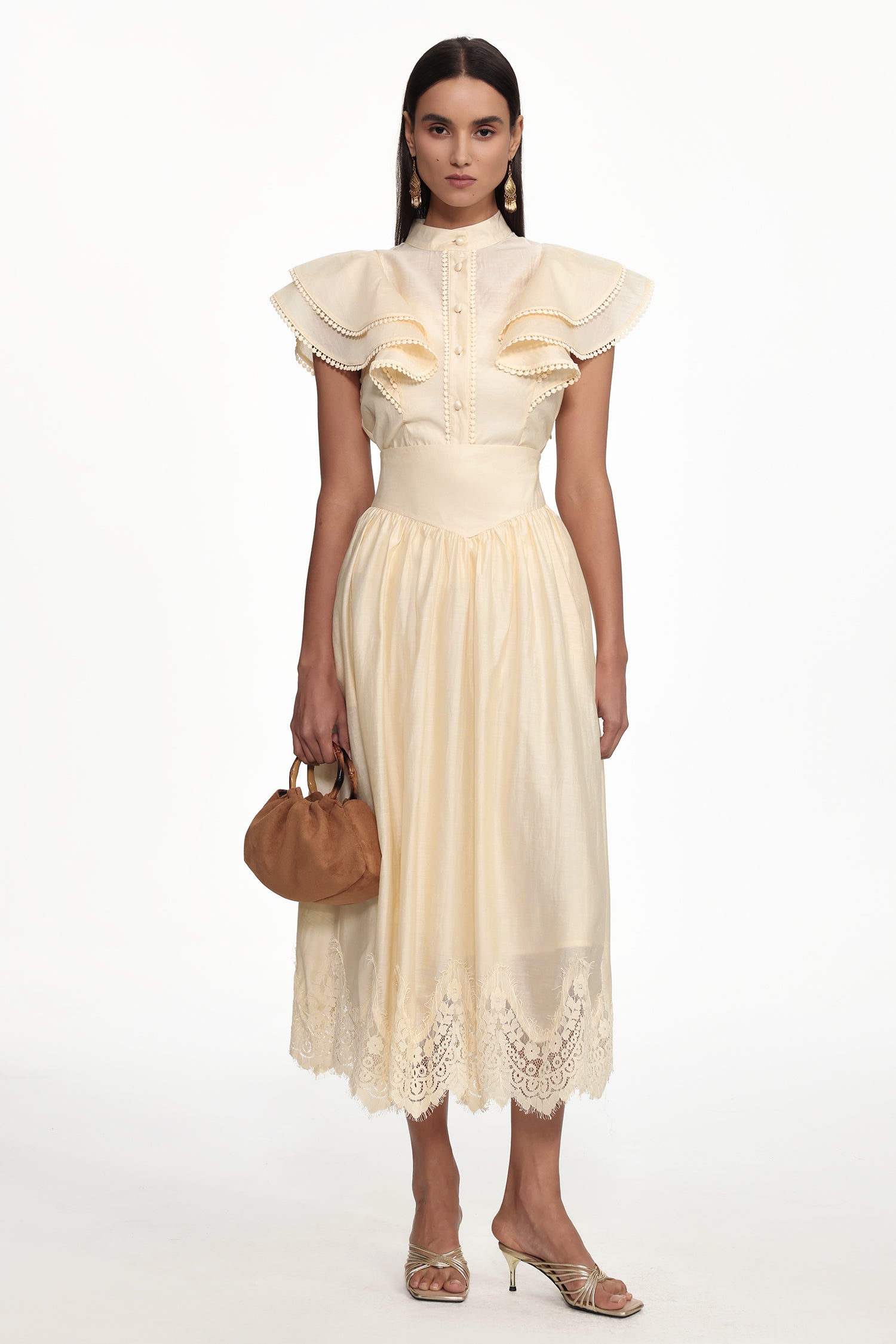 Mafalda Resort Flowy Short Sleeve Ruffle Woven Top and Skirt Set	