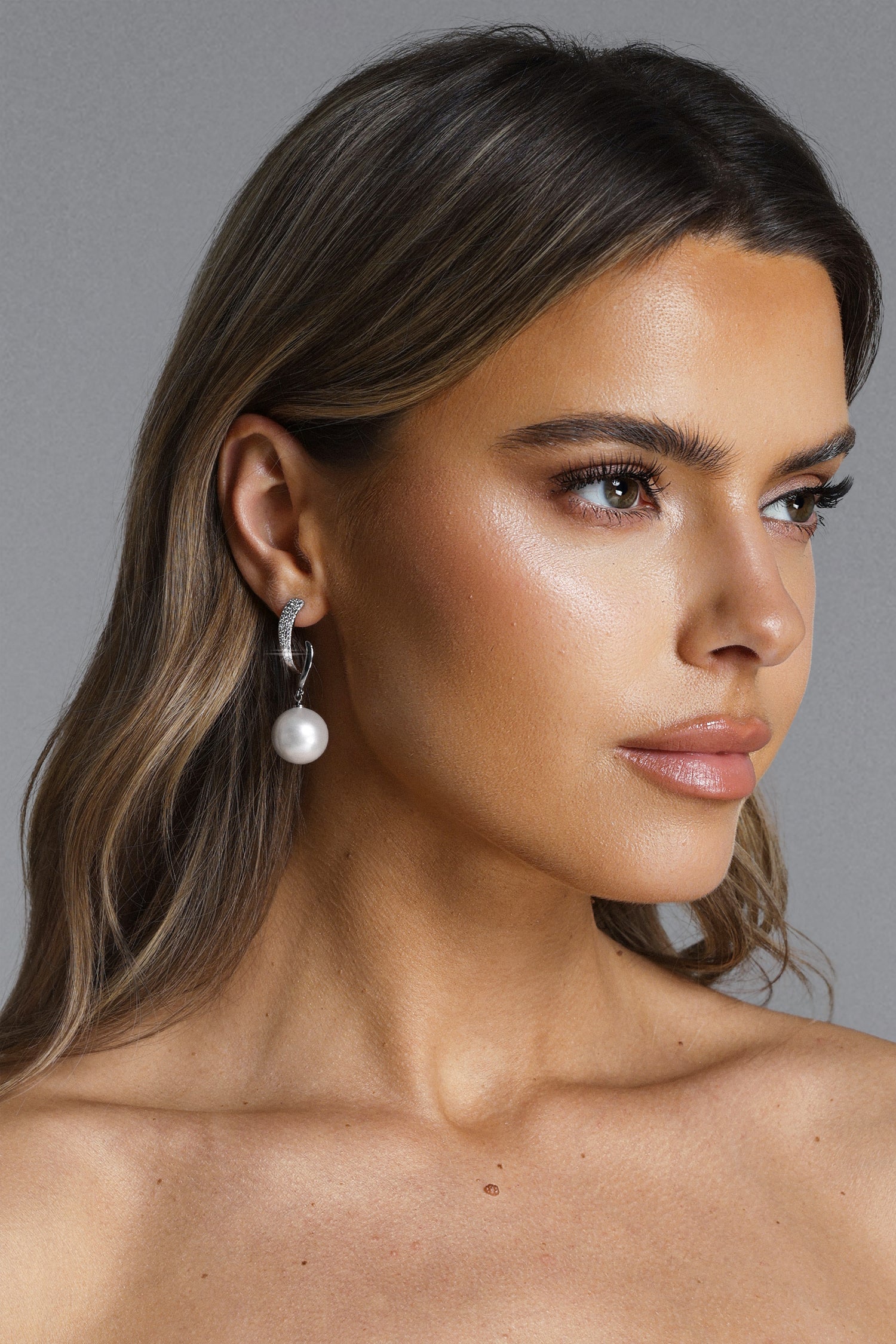 Zalea Diamond Pearl Drop Earrings	